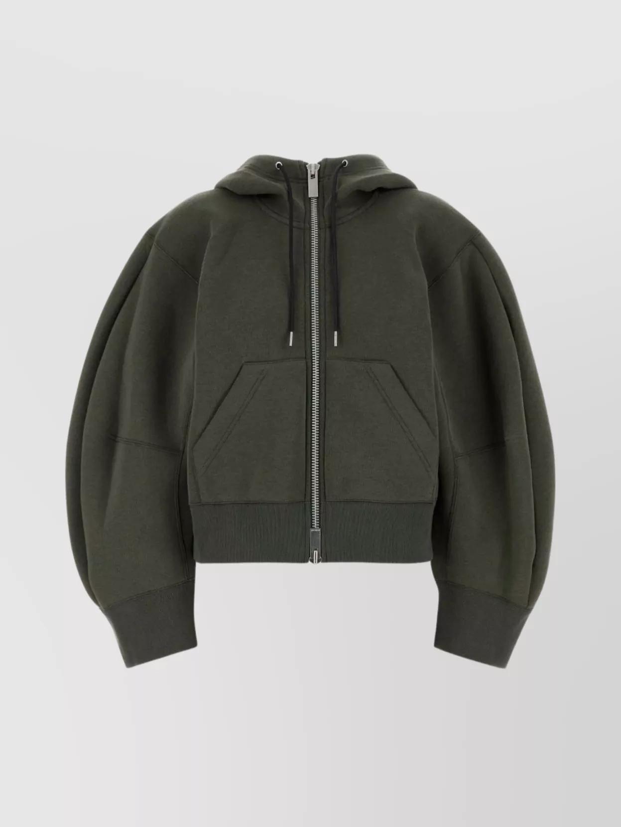 SACAI Cotton Blend Hooded Sweatshirt In Gray Product Image