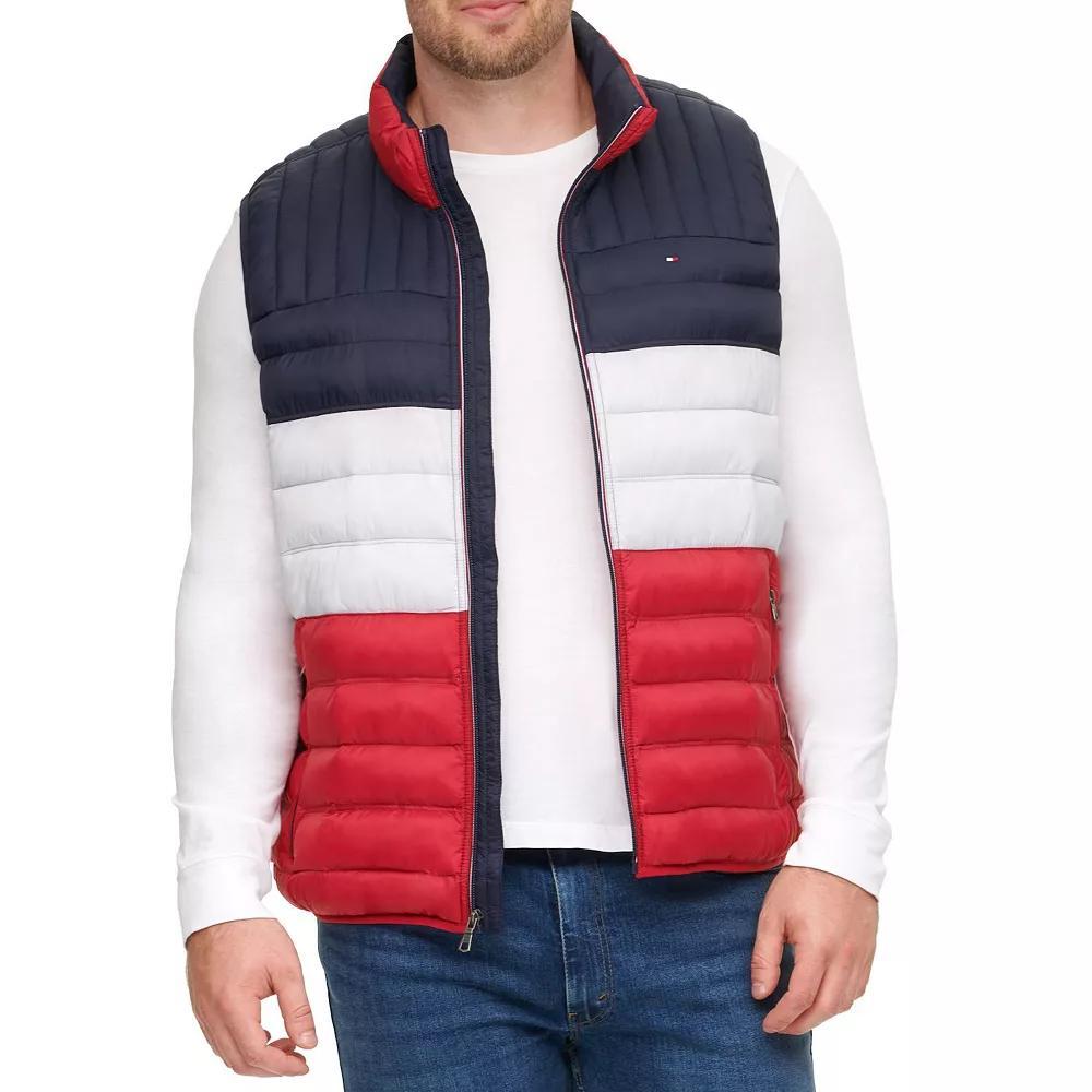Big & Tall Tommy Hilfiger Quilted Vest, Men's, Size: 3XB, Black Red Combo Product Image