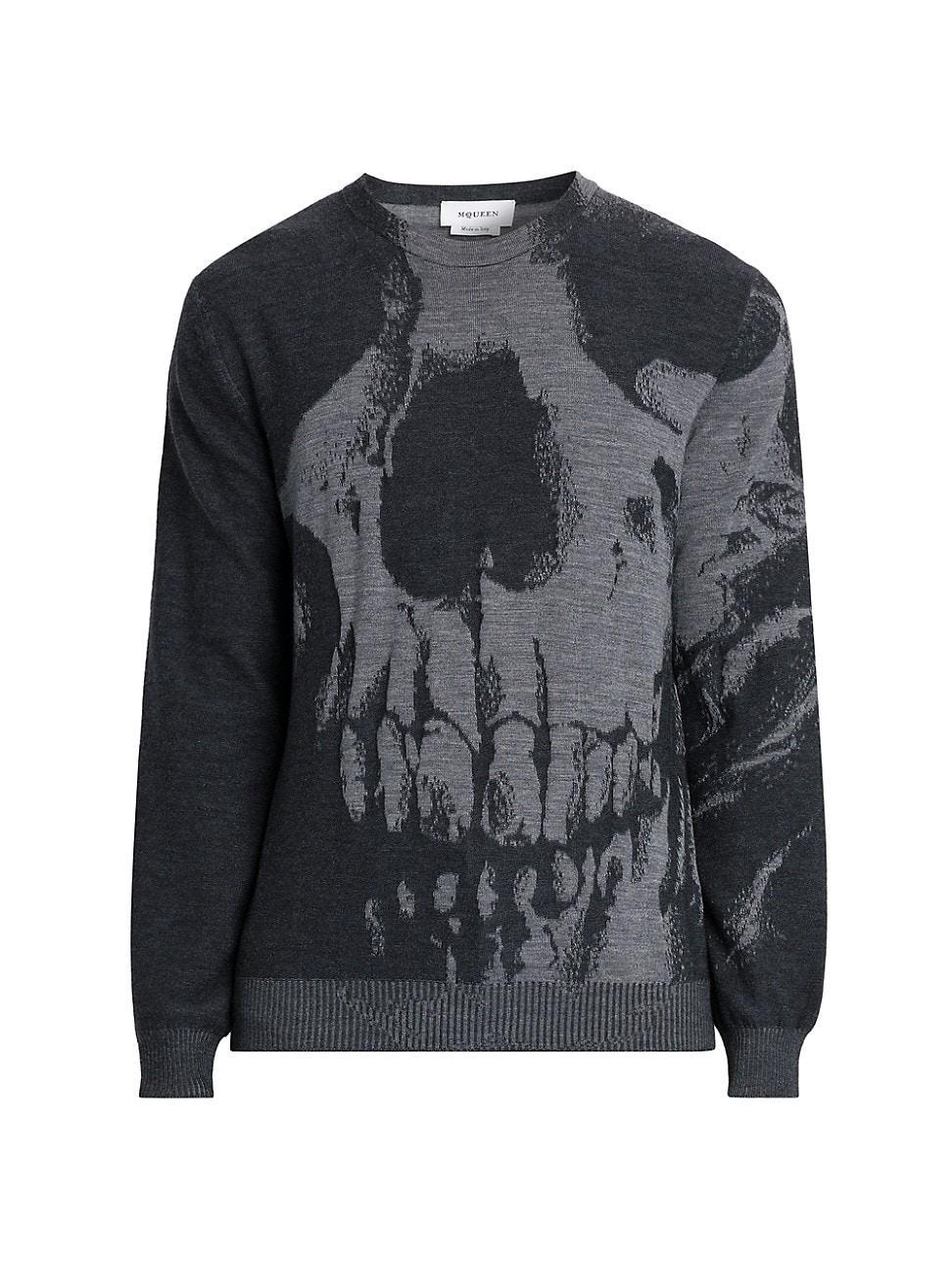 Mens Skull Print Wool Sweater Product Image