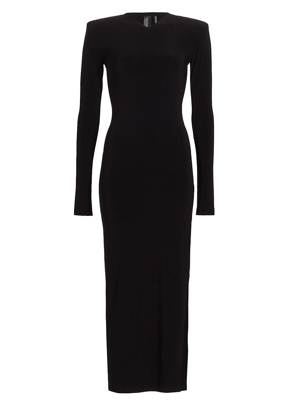 Long Sleeve Shoulder Pad Side Slit Gown Norma Kamali Product Image