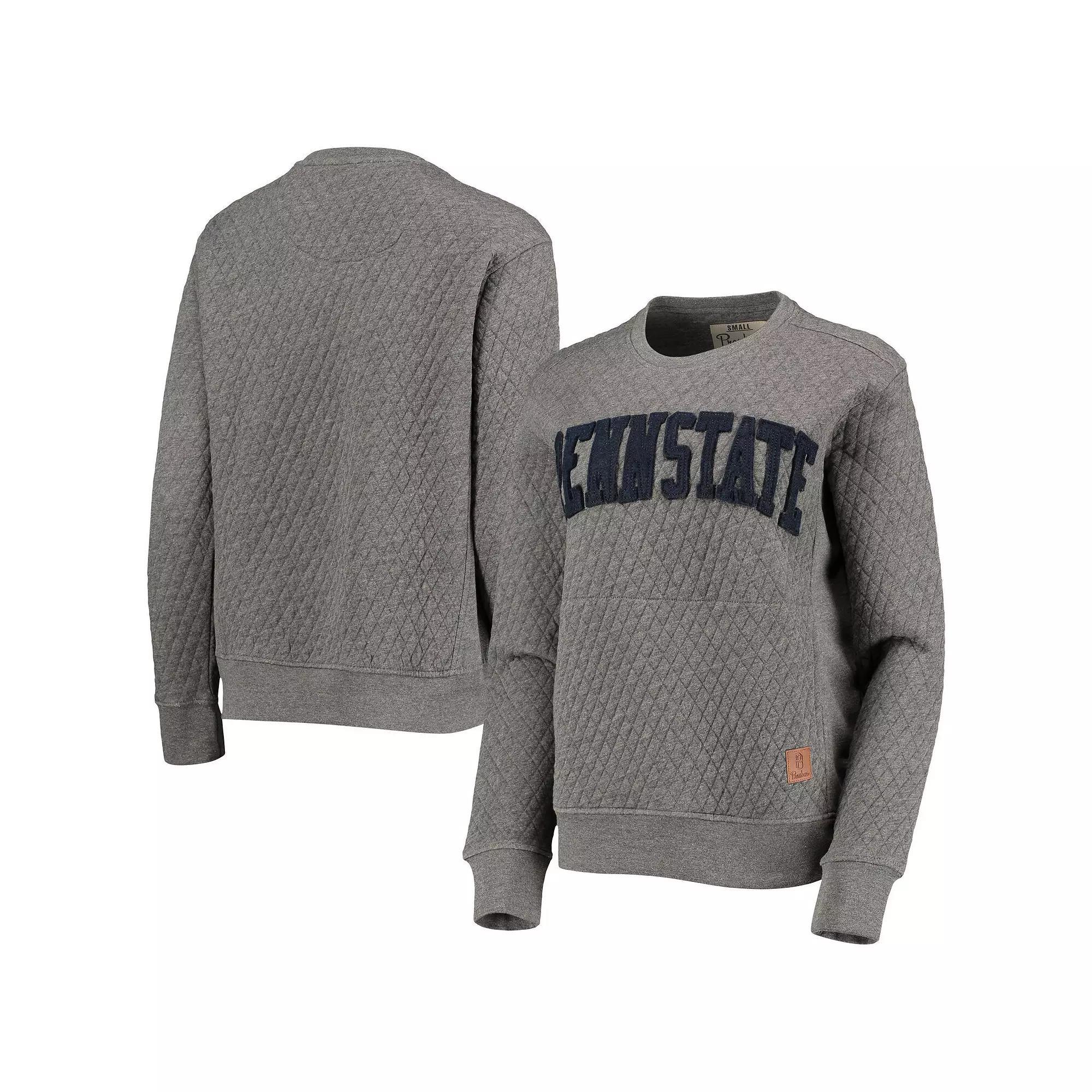 Women's Pressbox Heather Charcoal Penn State Nittany Lions Moose Quilted Pullover Sweatshirt, Size: XL, Grey Product Image