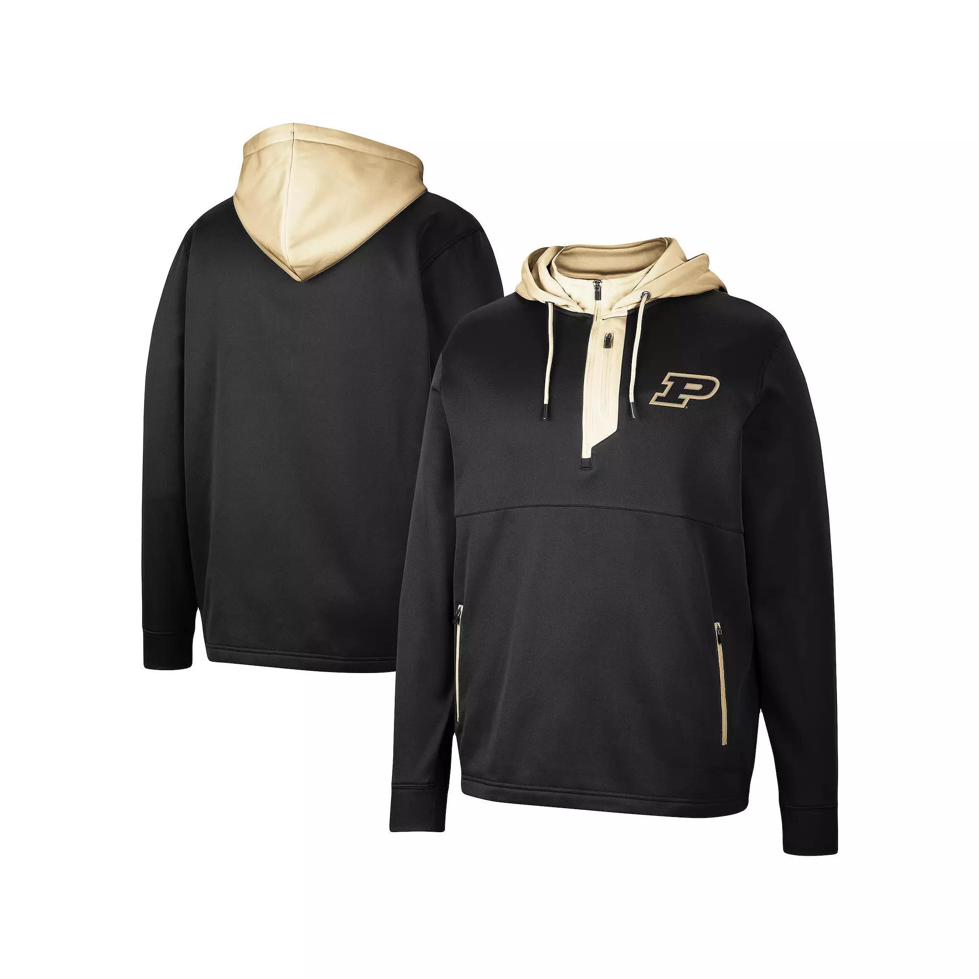 Men's Colosseum Black Purdue Boilermakers Luge 3.0 Quarter-Zip Hoodie, Size: Medium Product Image