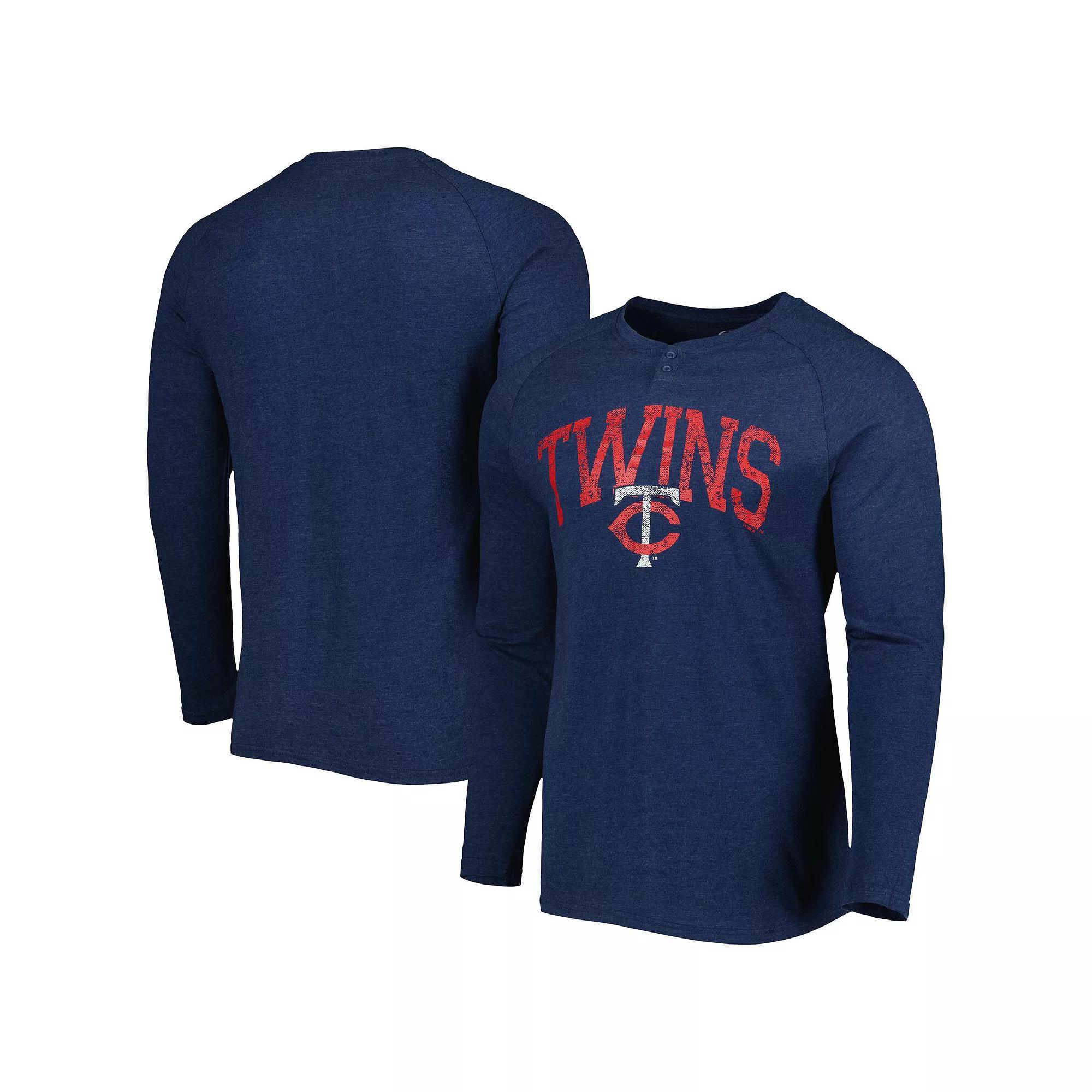 Men's Concepts Sport Heather Navy Minnesota Twins Inertia Raglan Long Sleeve Henley T-Shirt, Size: 3XL, Blue Product Image