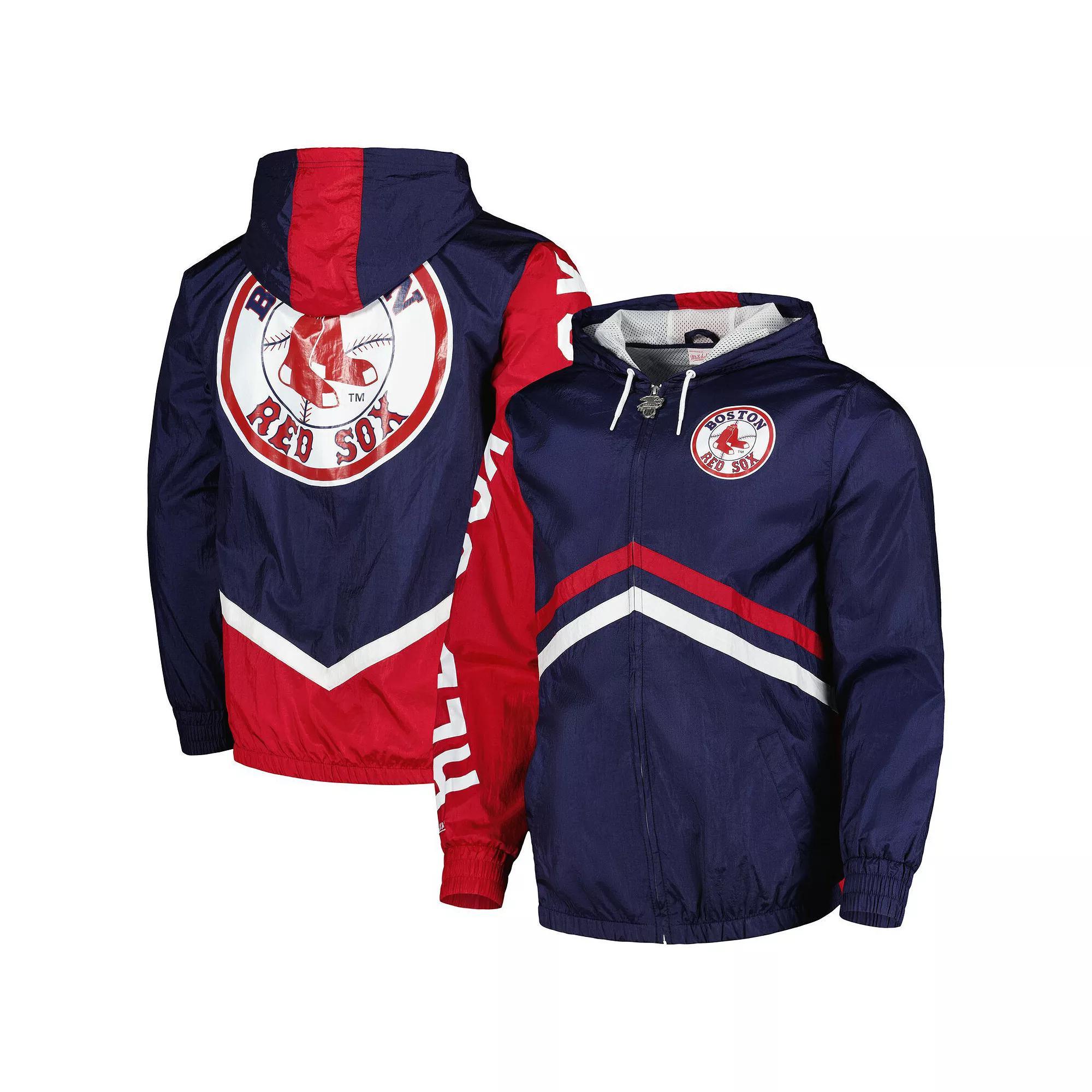 Men's Mitchell & Ness  Navy Boston Red Sox Undeniable Full-Zip Hoodie Windbreaker Jacket, Size: Small, Blue Product Image