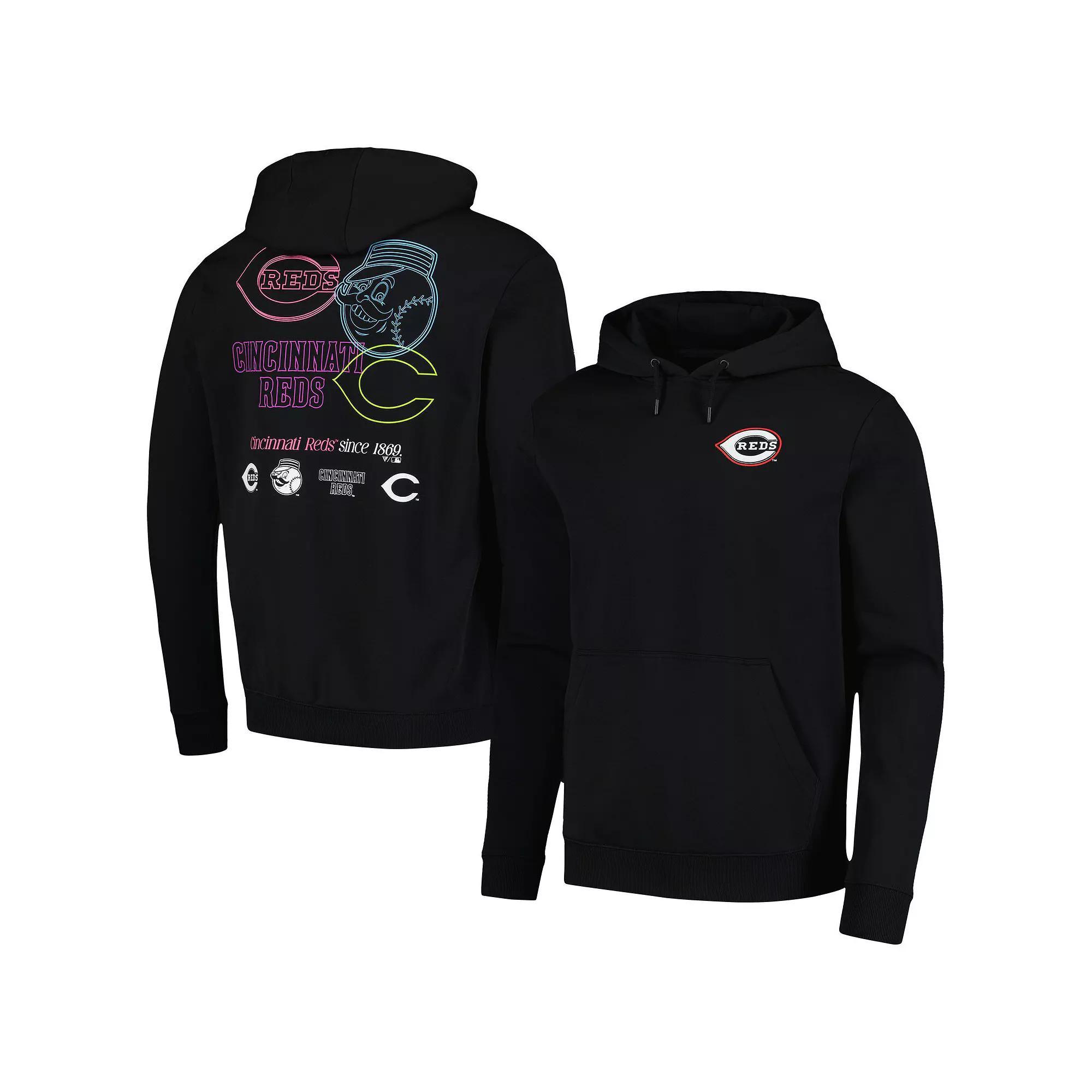 Mens Levelwear Black Cincinnati Reds Podium Vintage Pullover Hoodie Product Image