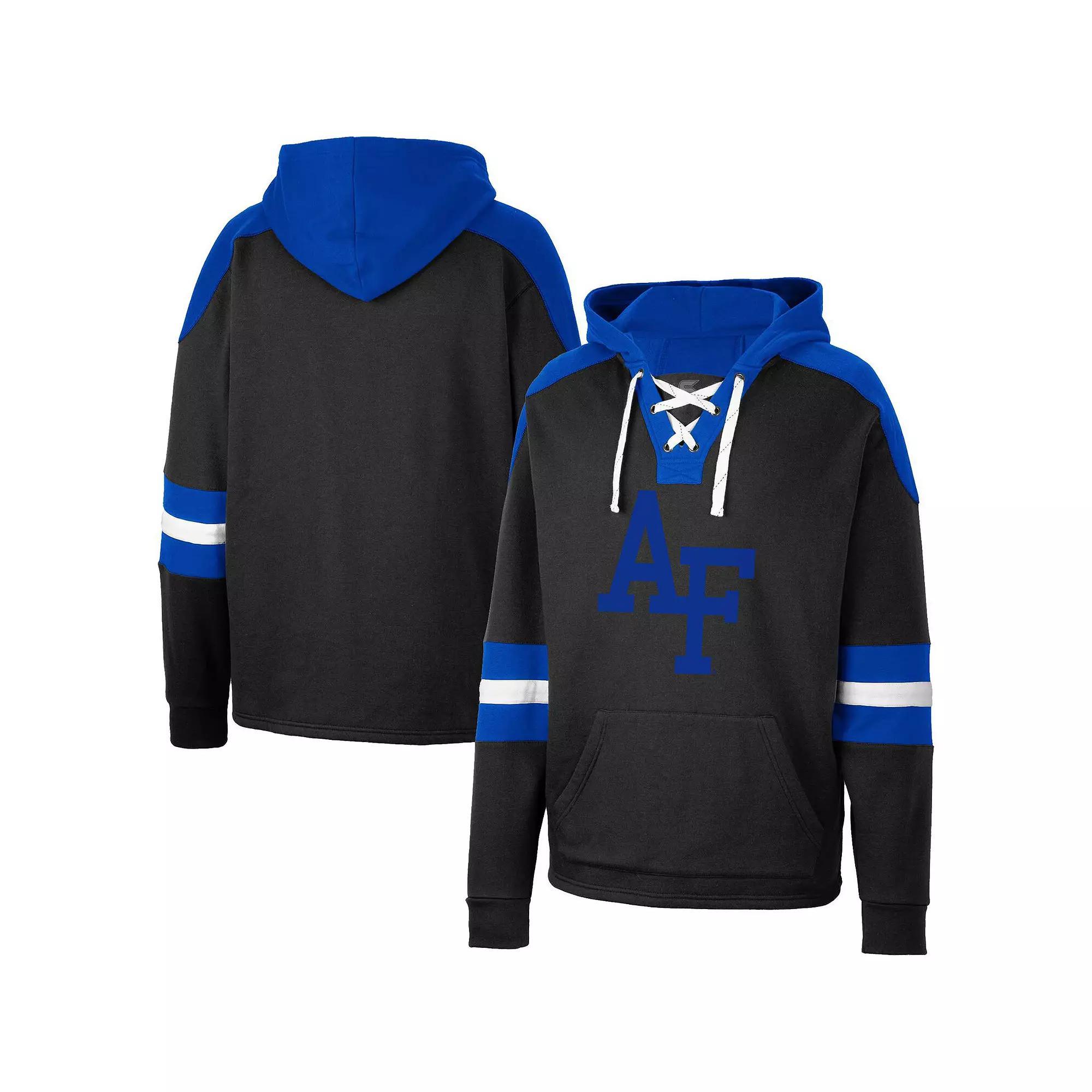 Mens Colosseum Black Air Force Falcons Lace-Up 4.0 Pullover Hoodie Product Image