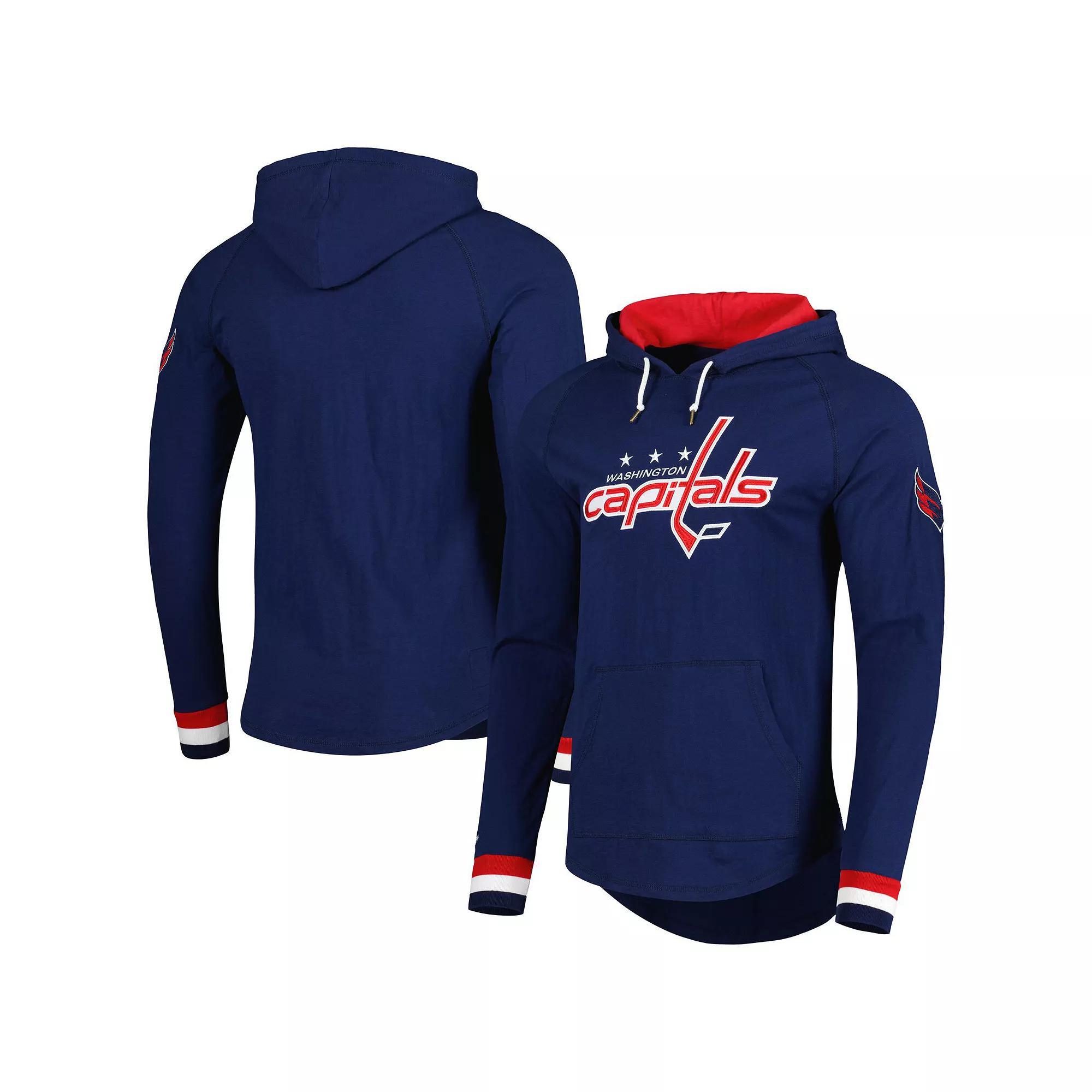 Men's Mitchell & Ness Navy Washington Capitals Legendary Slub Hoodie Long Sleeve T-Shirt, Size: XL, Blue Product Image