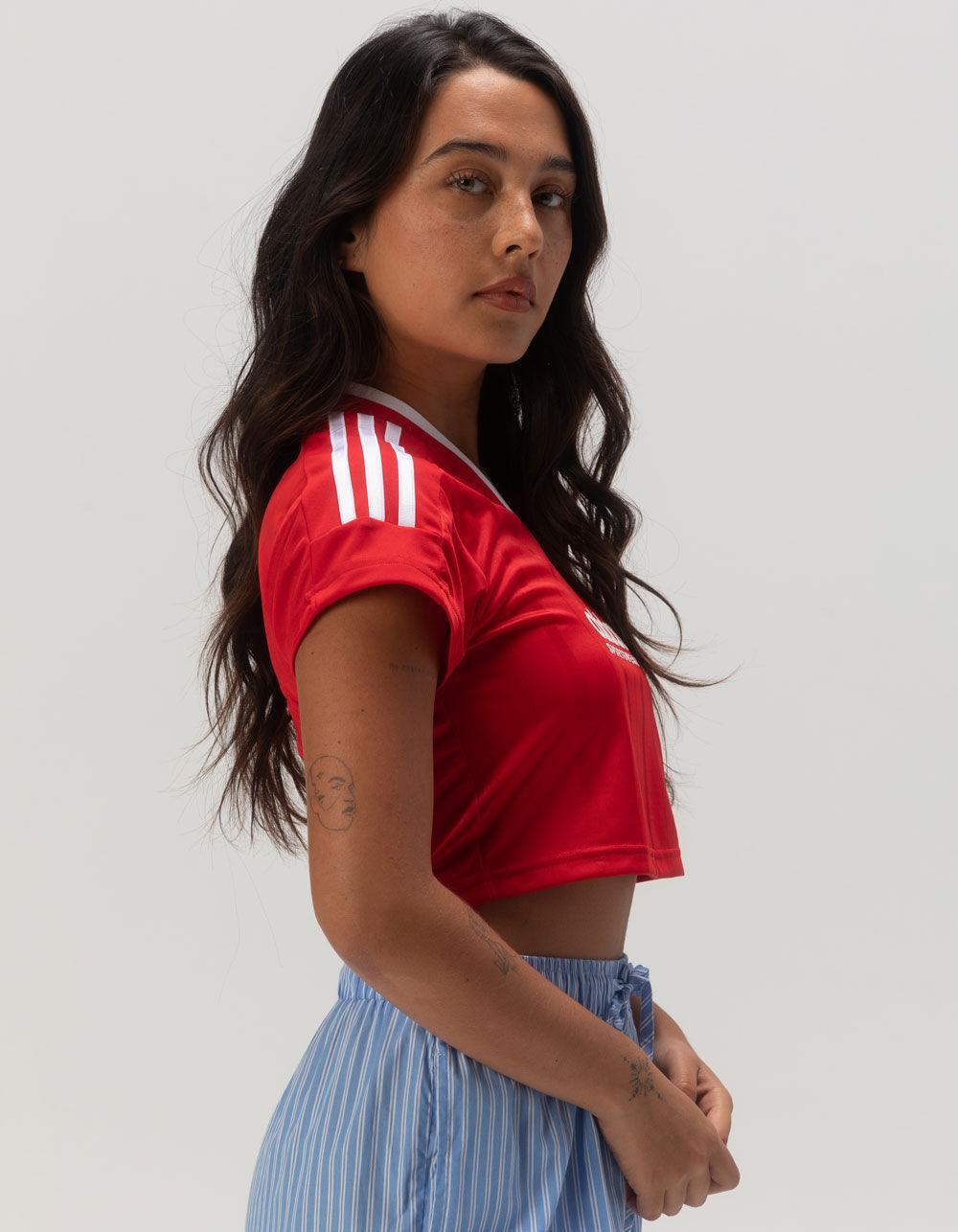 ADIDAS Tiro Cut 3-Stripes Womens Crop Jersey - RED Product Image