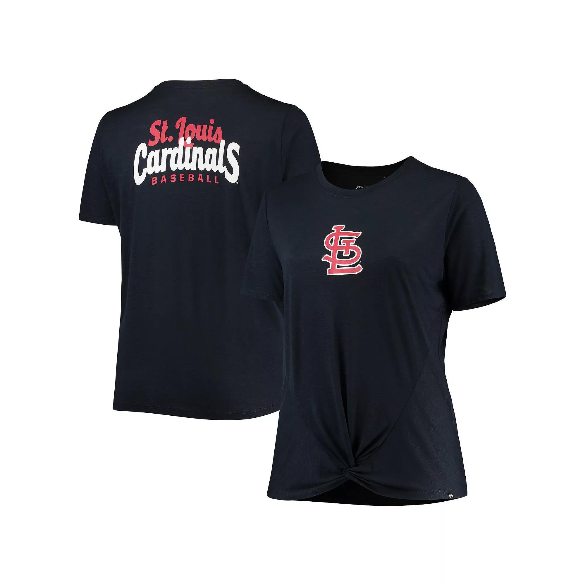 Women's New Era Navy St. Louis Cardinals Plus Size 2-Hit Front Knot T-Shirt, Size: 1XL, Blue Product Image