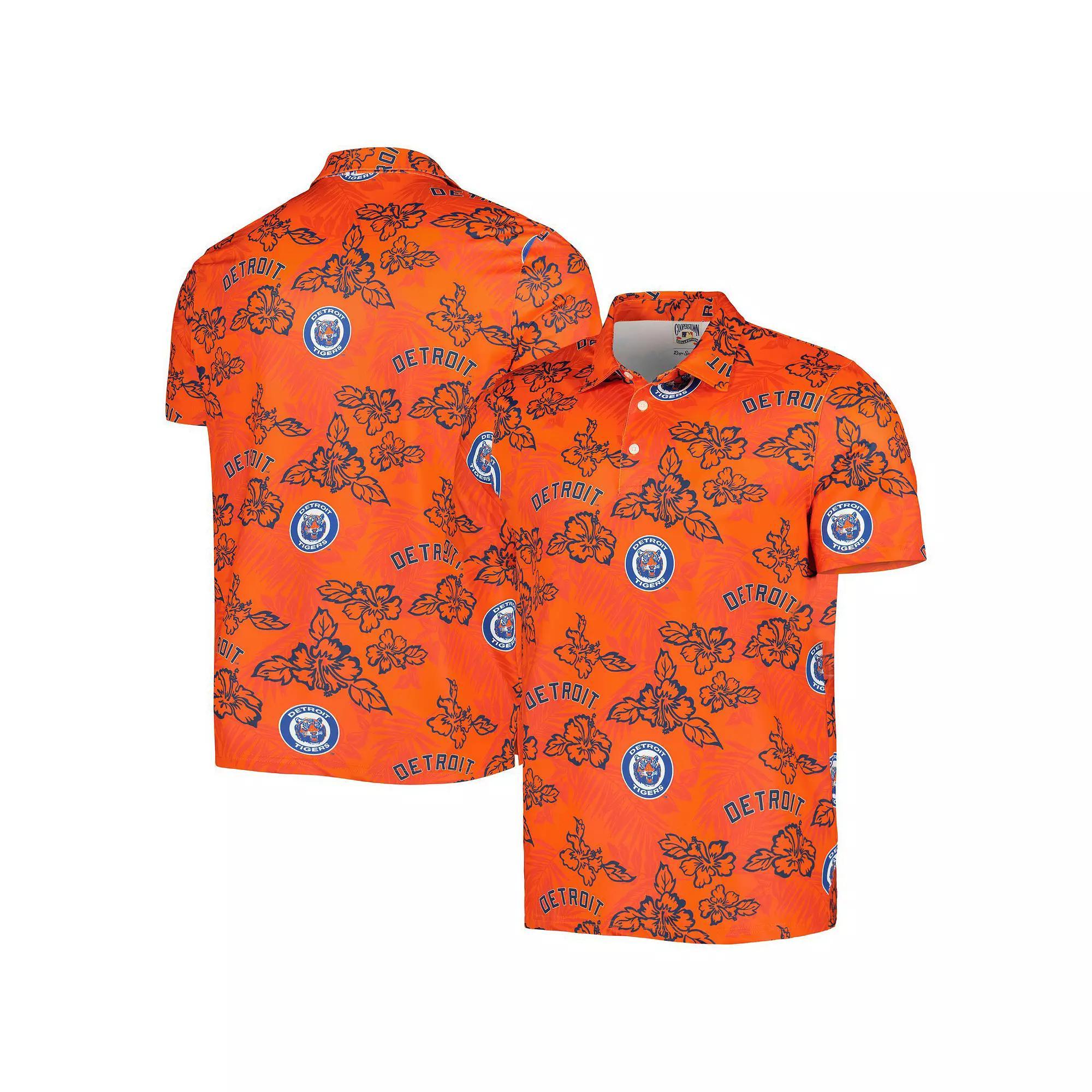 Men's Reyn Spooner Orange Detroit Tigers Cooperstown Collection Puamana Print Polo, Size: 2XL Product Image