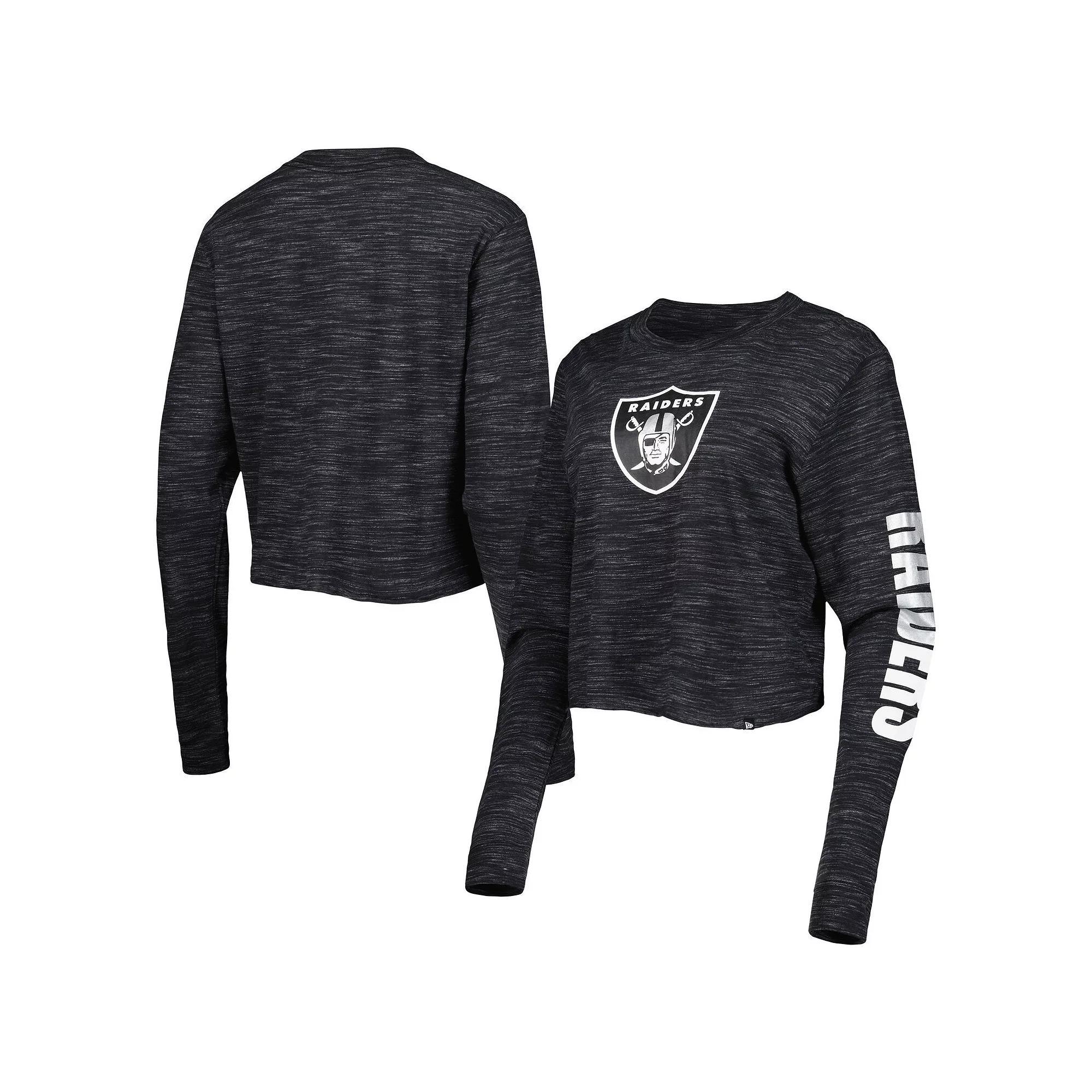 Women's New Era Black Las Vegas Raiders Crop Long Sleeve T-Shirt, Size: 2XL, Lvr Black Product Image