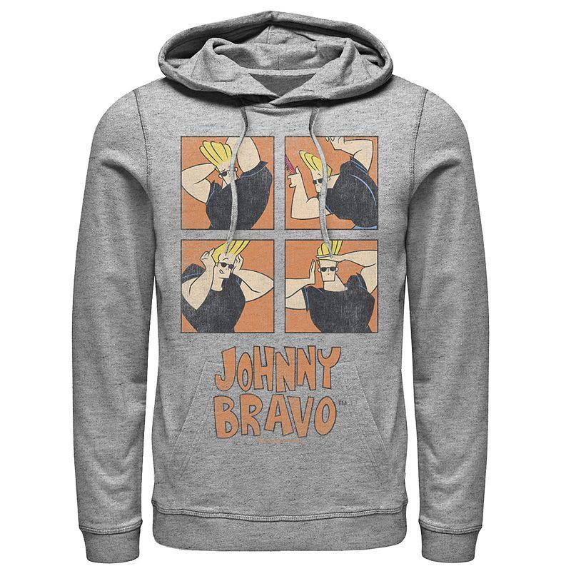 Men's Cartoon Network Johnny Bravo Box Up Hairdo Graphic Hoodie, Size: 3XL, Athletic Grey Product Image