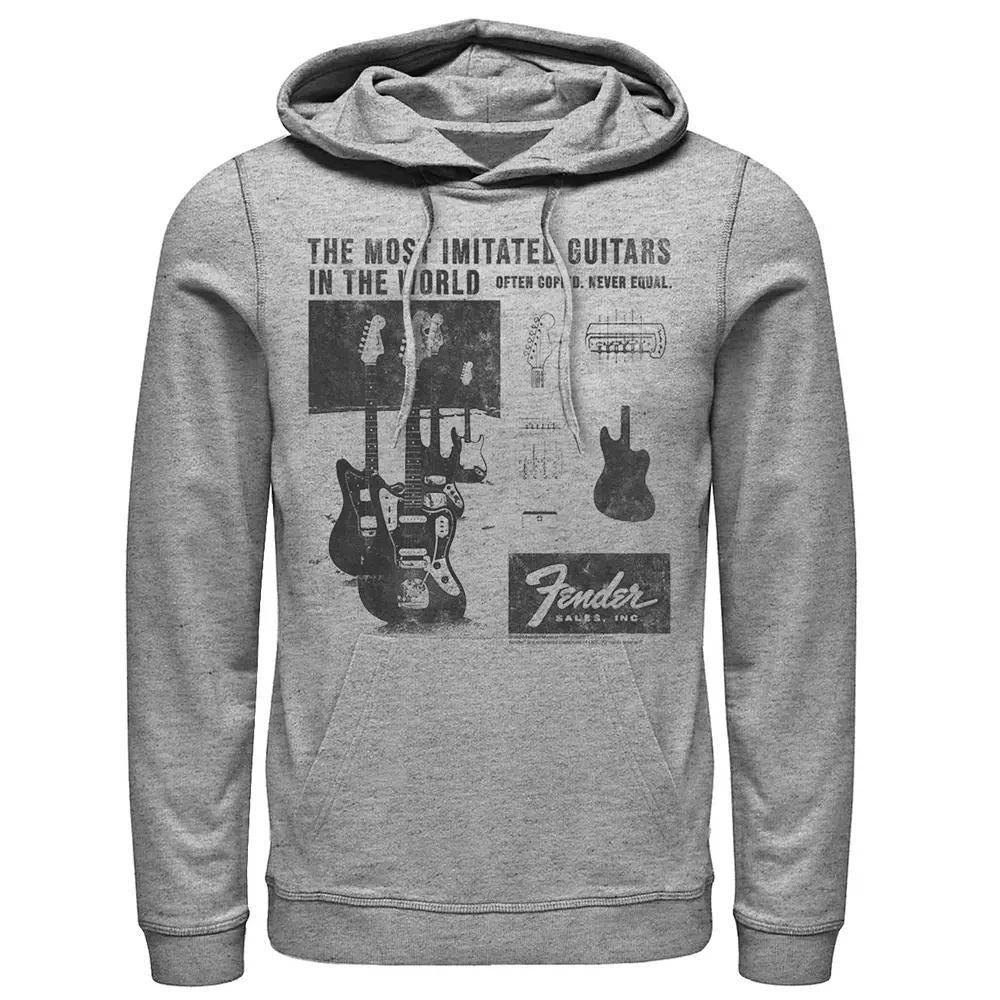 Men's Fender The Most Imitated Guitars In The World Graphic Hoodie, Size: Small, Athletic Grey Product Image