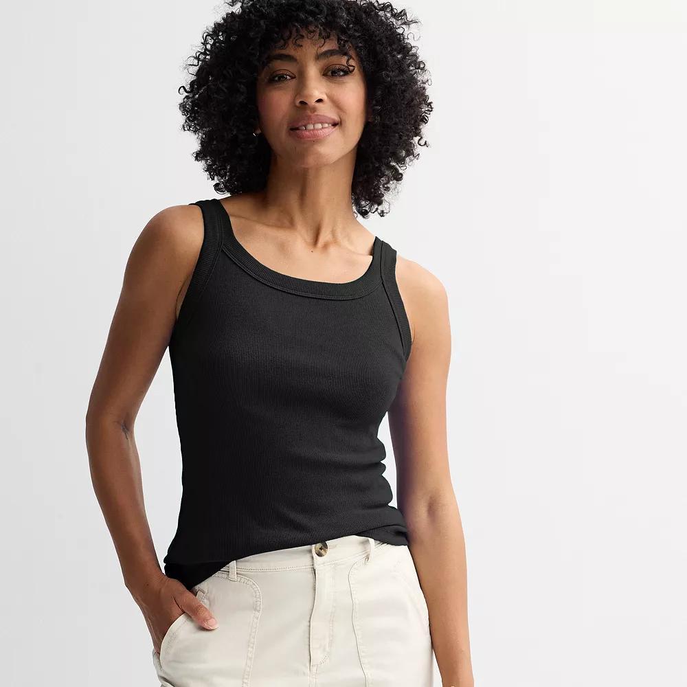 Women's Sonoma Goods For Life® Double Scoop Tank Top, Size: Small, Pitch Black Product Image