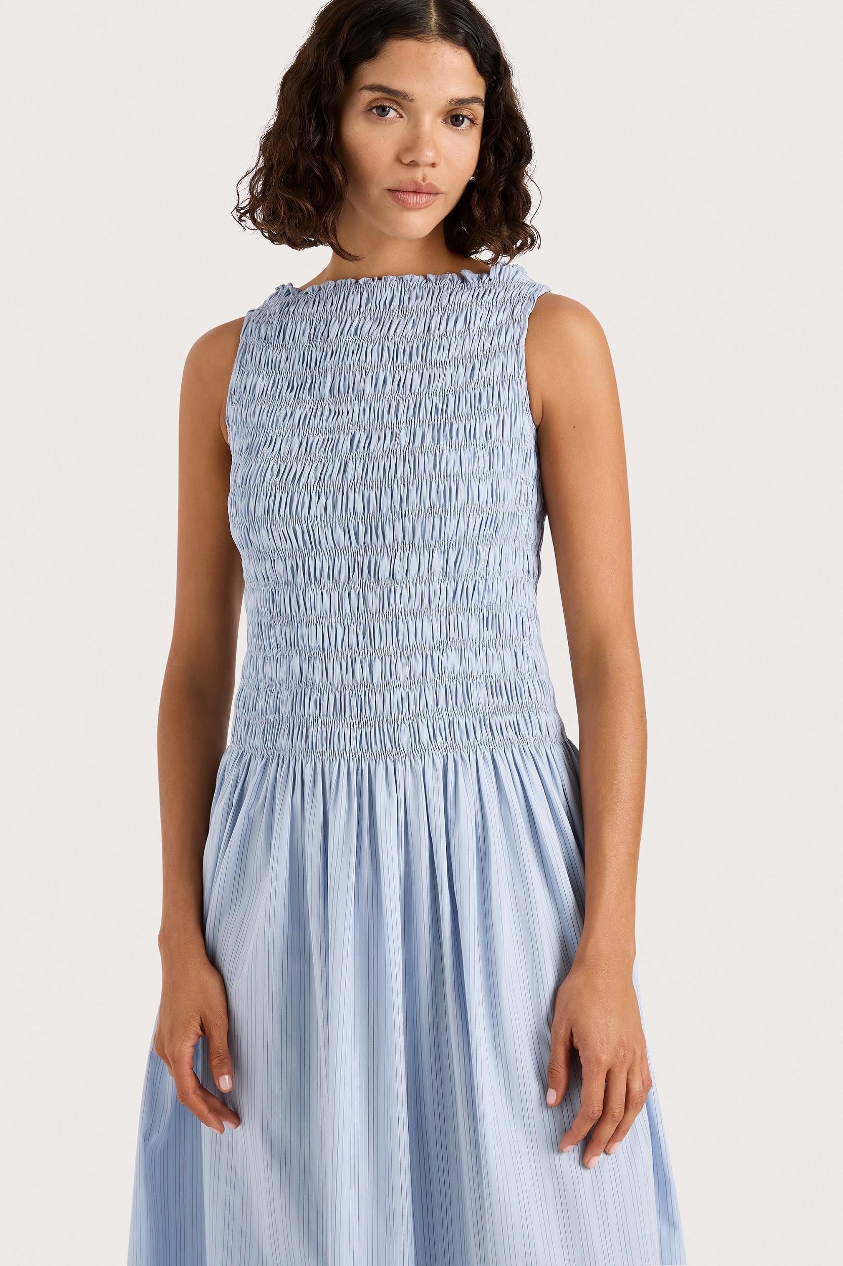 Noa Maxi Dress Blue Pinstripe - Final Sale Product Image