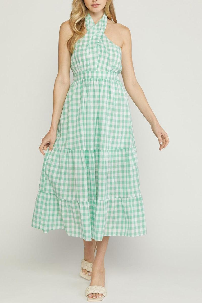Gingham Halter Dress Product Image