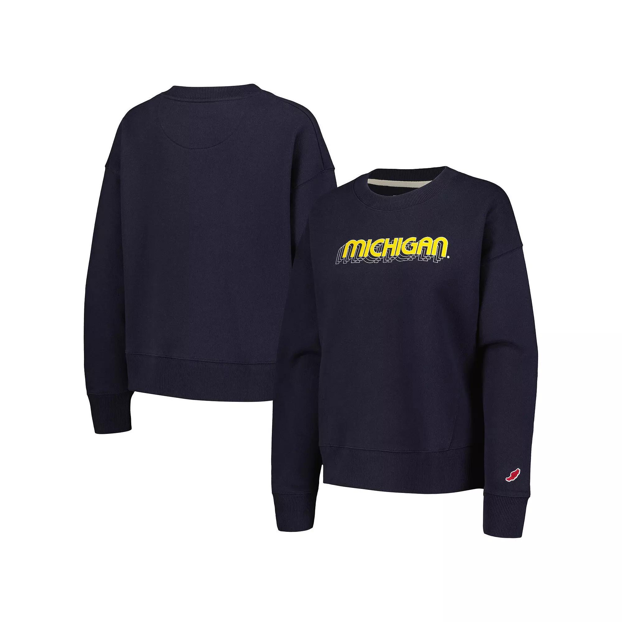 Women's League Collegiate Wear Navy Michigan Wolverines Boxy Pullover Sweatshirt, Size: Medium, Blue Product Image