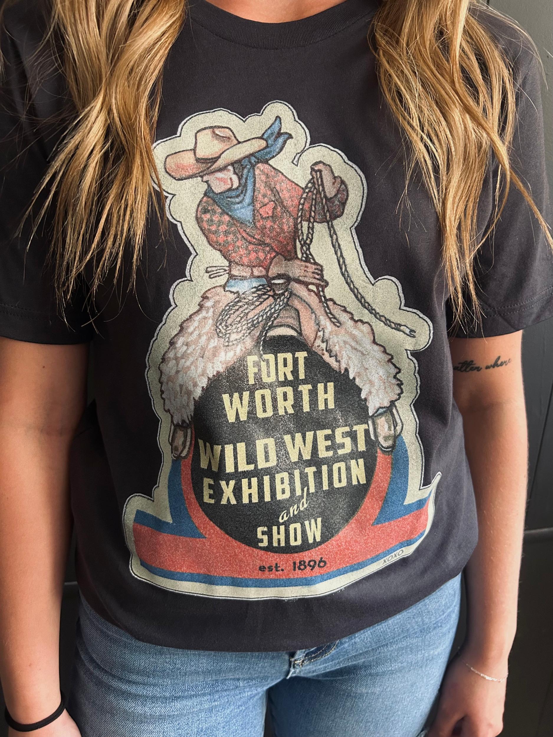 Fort Worth Cowboy Sticker Graphic Tee Product Image