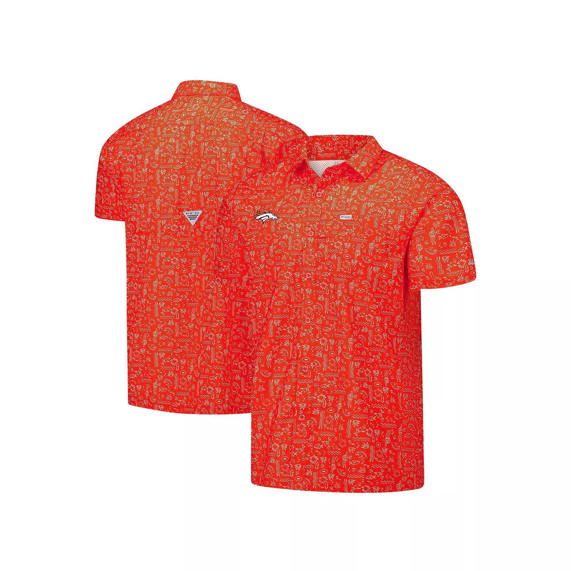 Men's Columbia PFG Orange Denver Broncos Super Slack Tide Omni-Wick Button-Up Shirt, Size: Medium Product Image