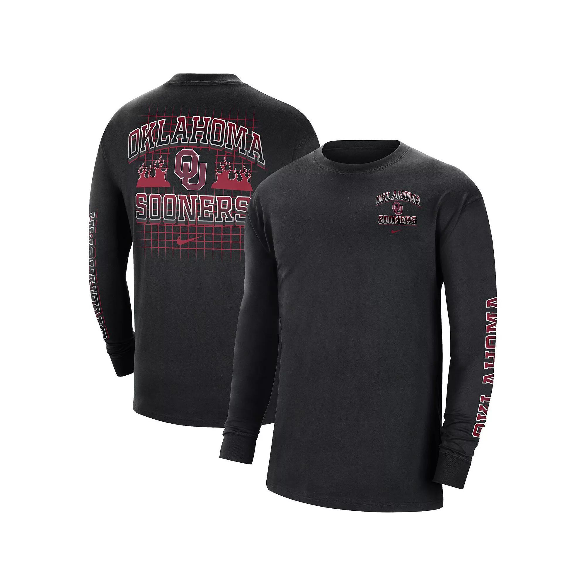 Men's Nike Black Oklahoma Sooners Tour Max 90 Long Sleeve T-Shirt, Size: Large Product Image