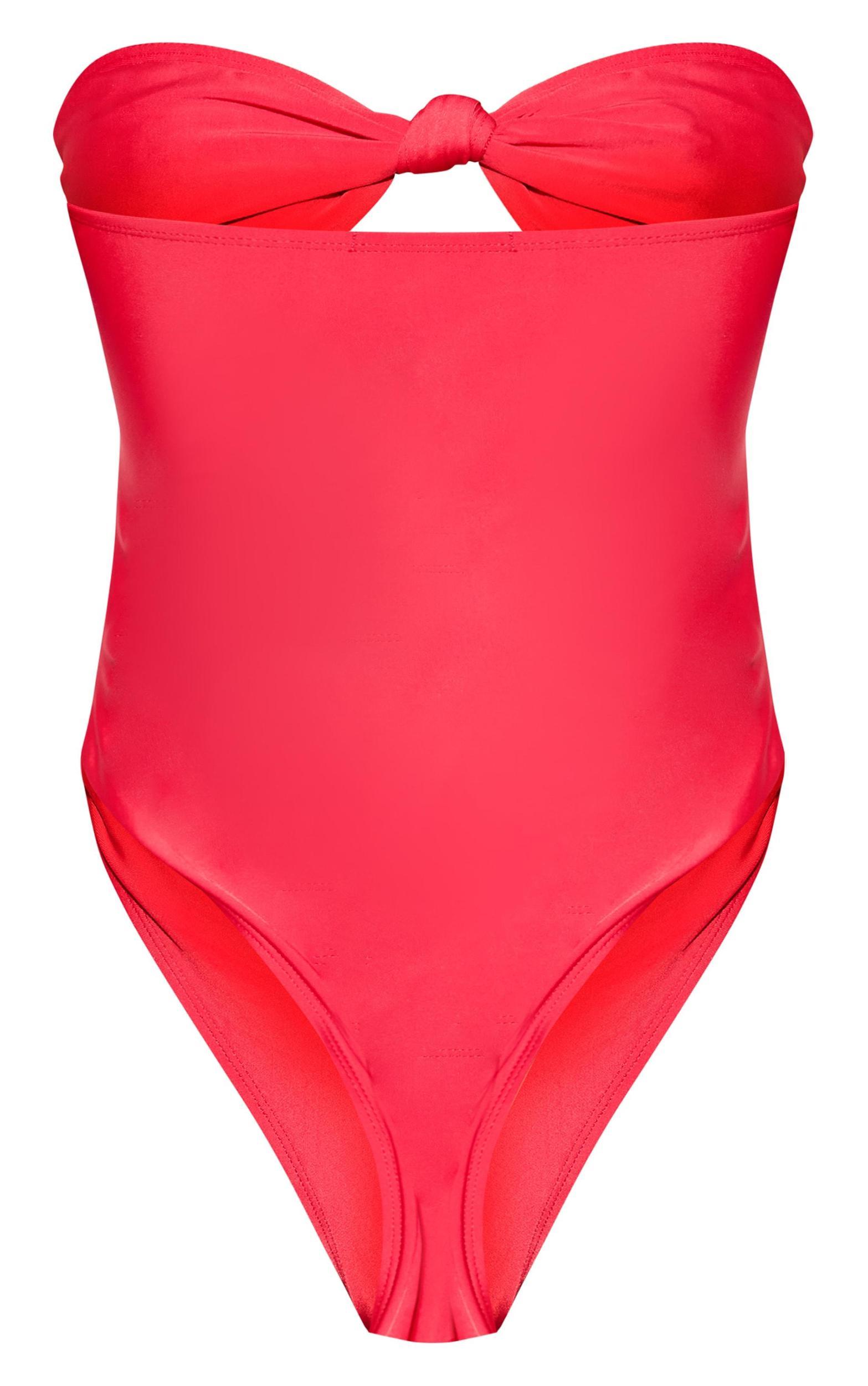 Red Cut Out Knot Swimsuit Product Image