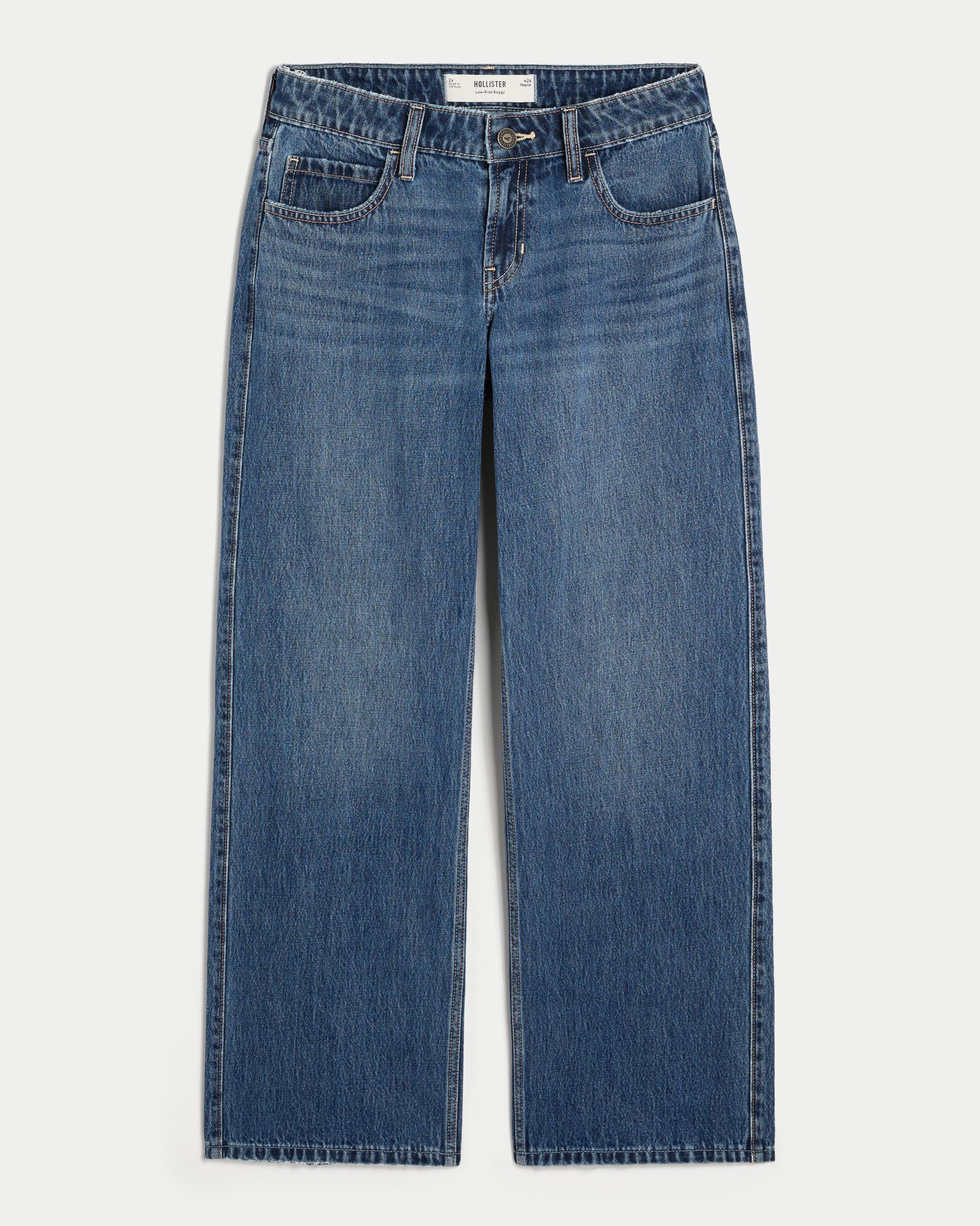 Low-Rise Dark Wash Baggy Jeans Product Image