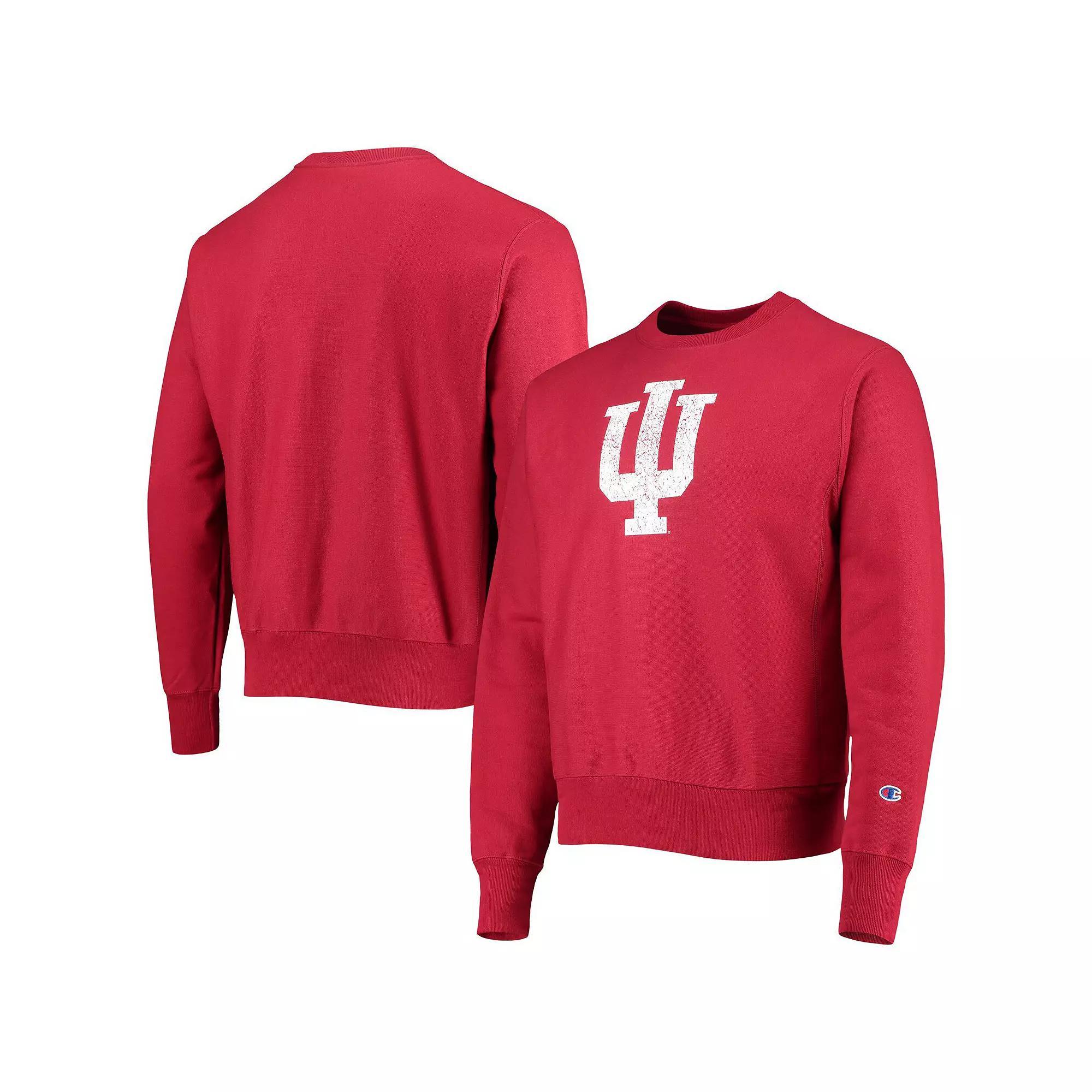 Men's Champion Crimson Indiana Hoosiers Vault Logo Reverse Weave Pullover Sweatshirt, Size: Small, Red Product Image