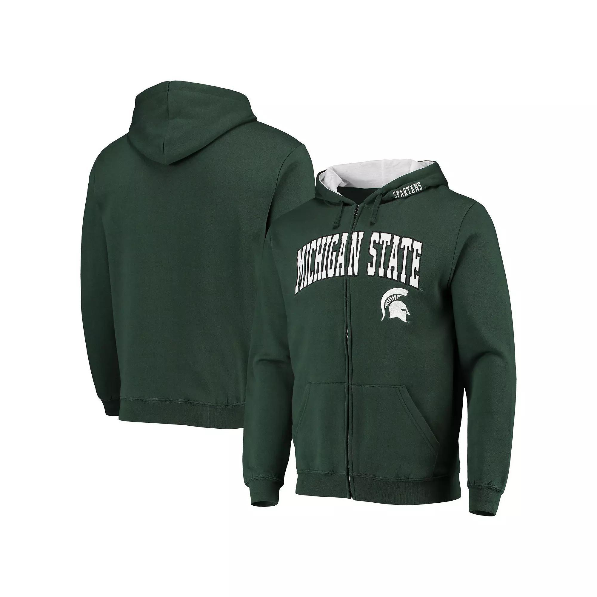 Men's Colosseum Green Michigan State Spartans Arch & Logo 3.0 Full-Zip Hoodie, Size: 2XL Product Image