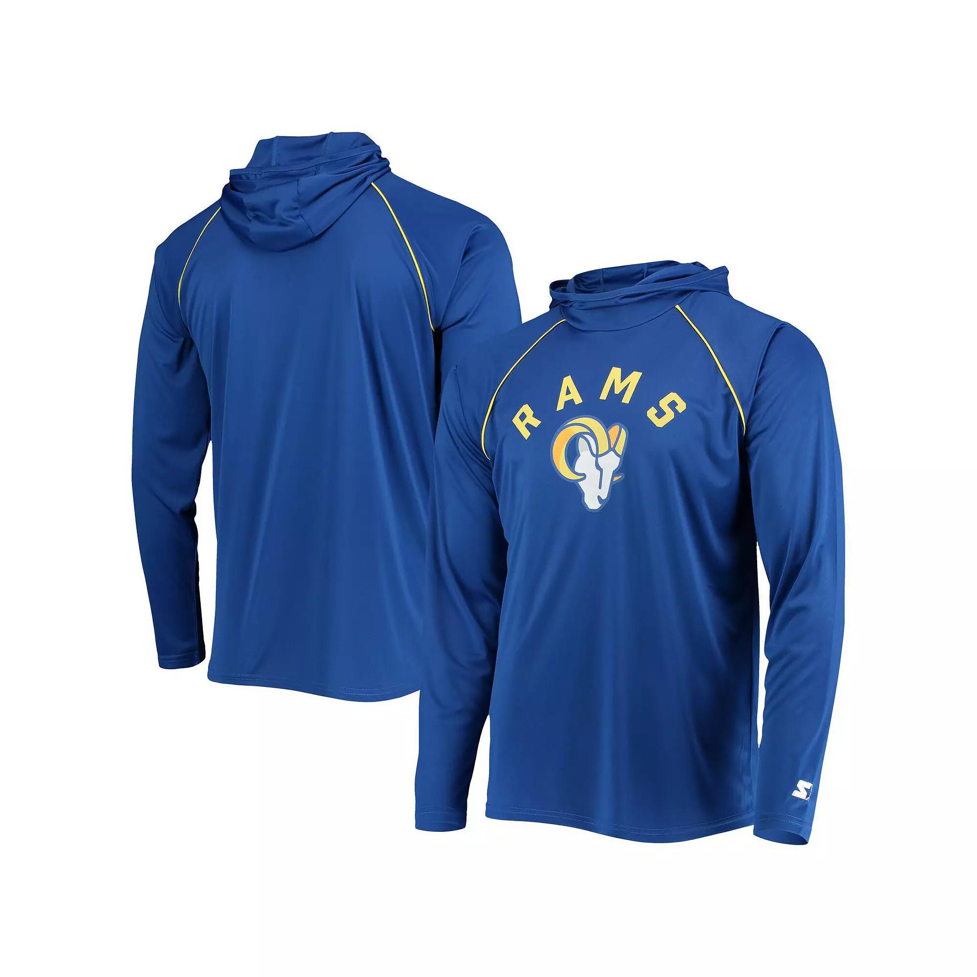 Men's Starter Royal Los Angeles Rams Raglan Long Sleeve Hoodie T-Shirt, Size: Medium, Blue Product Image