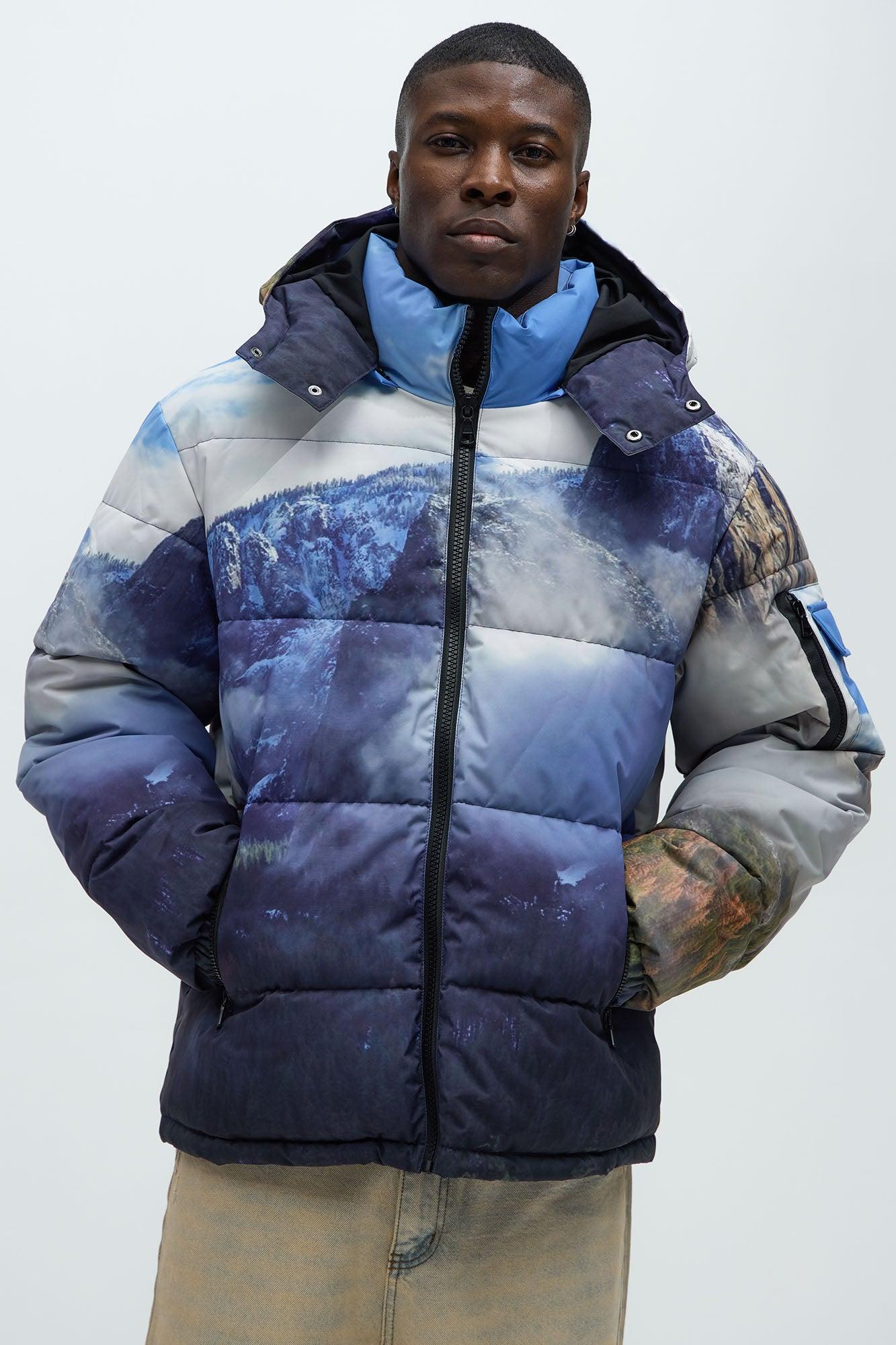 Big Sky Hooded Puffer Jacket - Blue/combo Product Image