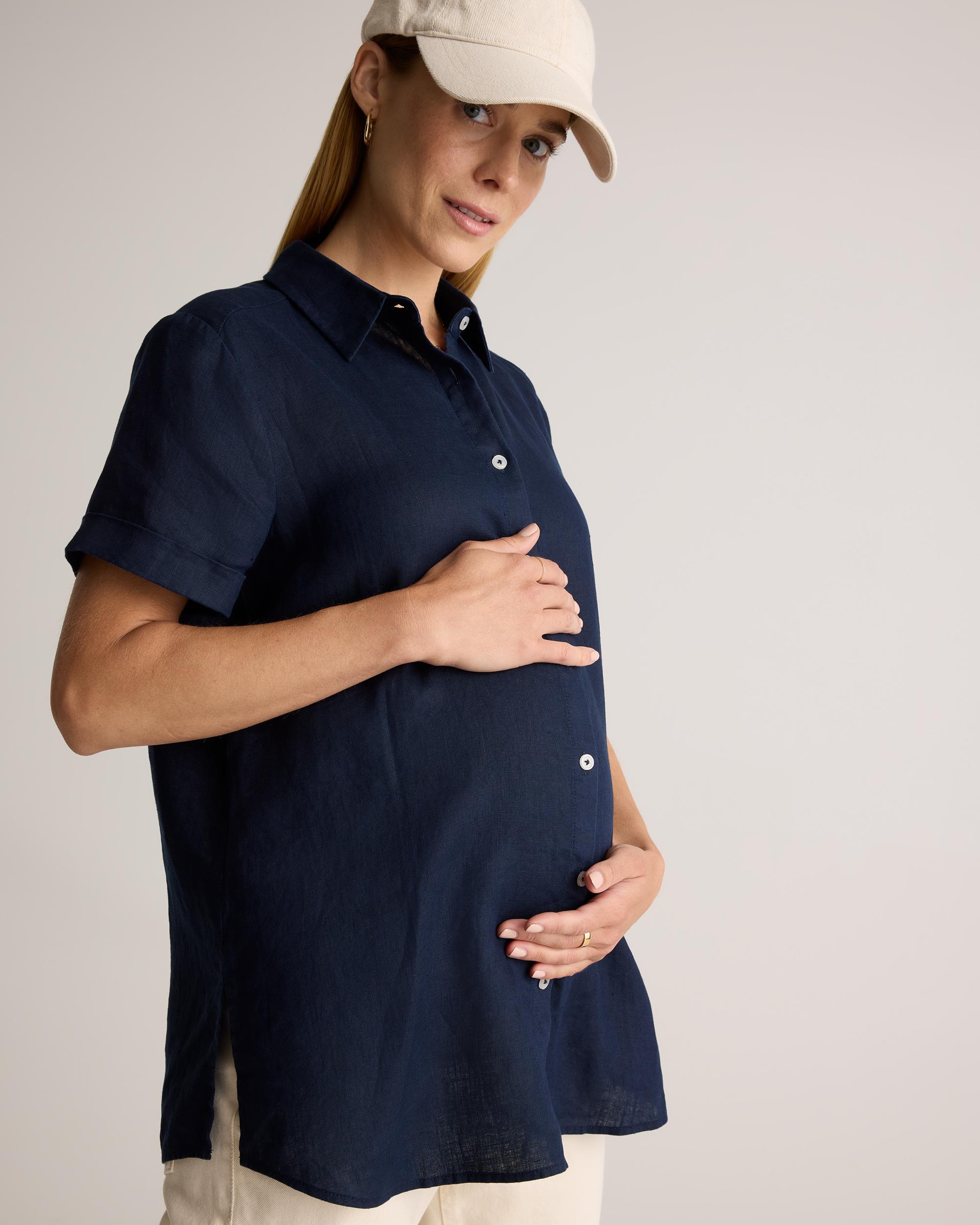 Quince | Women's 100% European Linen Maternity Camp Shirt Size XL Product Image