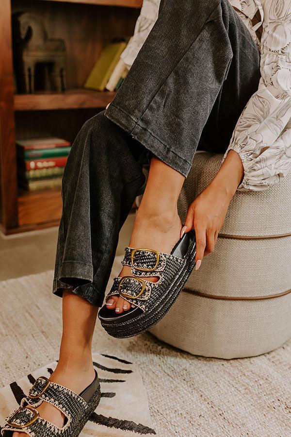 The Livy Woven Platform Sandal in Black Product Image