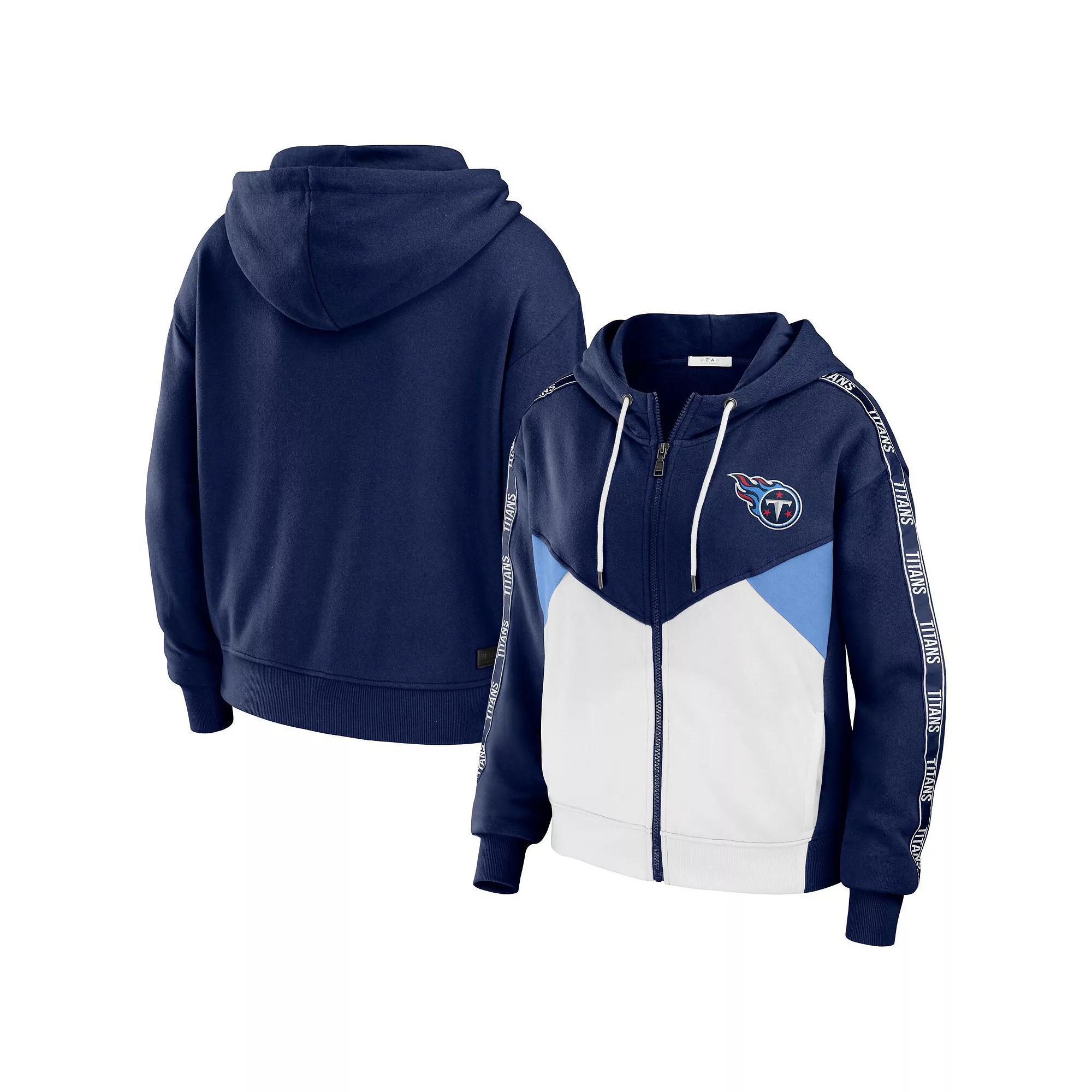 Women's WEAR by Erin Andrews Brown/White Cleveland Browns Color-Block Full-Zip Hoodie, Size: 2XL Product Image