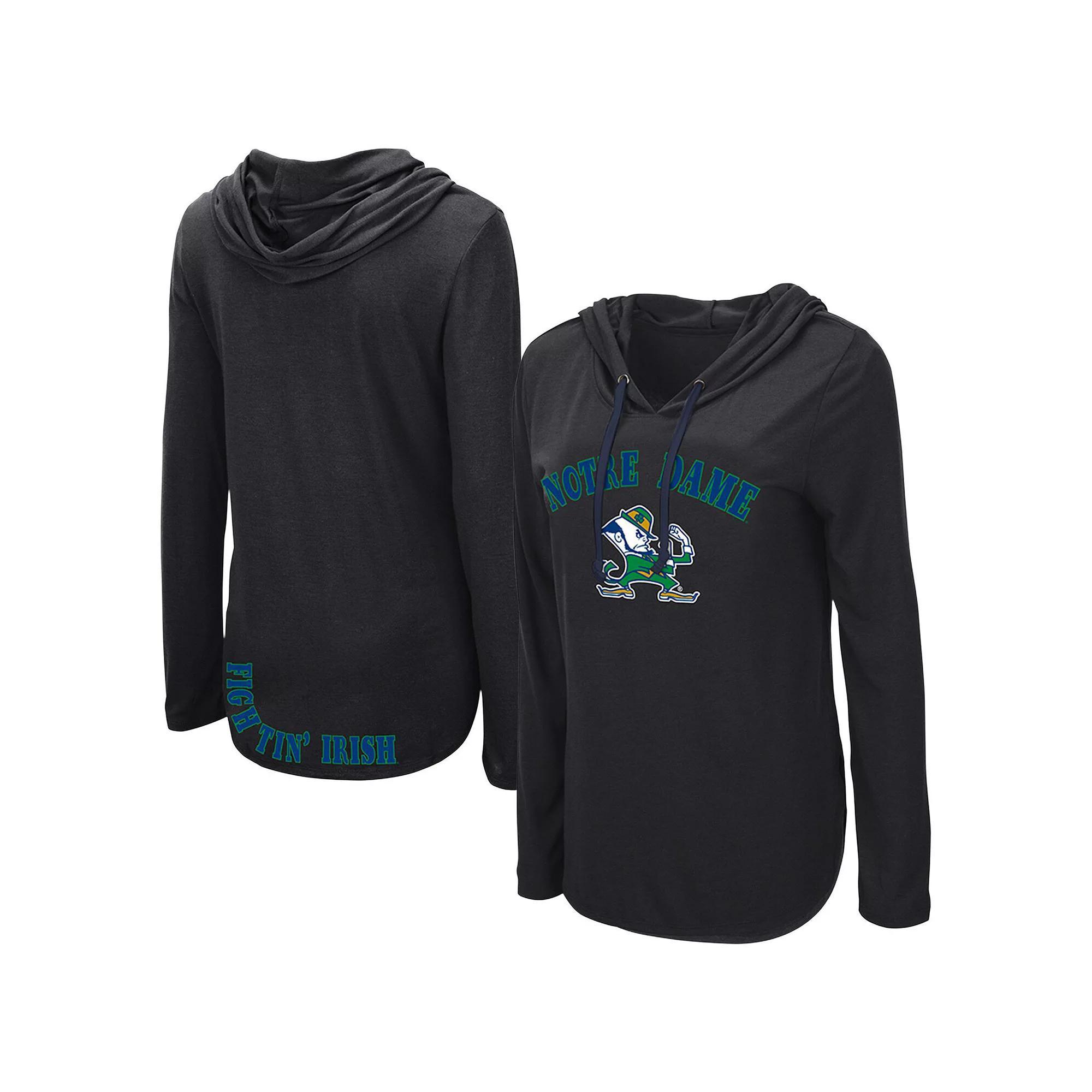 Women's Colosseum Black Notre Dame Fighting Irish My Lover Lightweight Hooded Long Sleeve T-Shirt, Size: Small Product Image