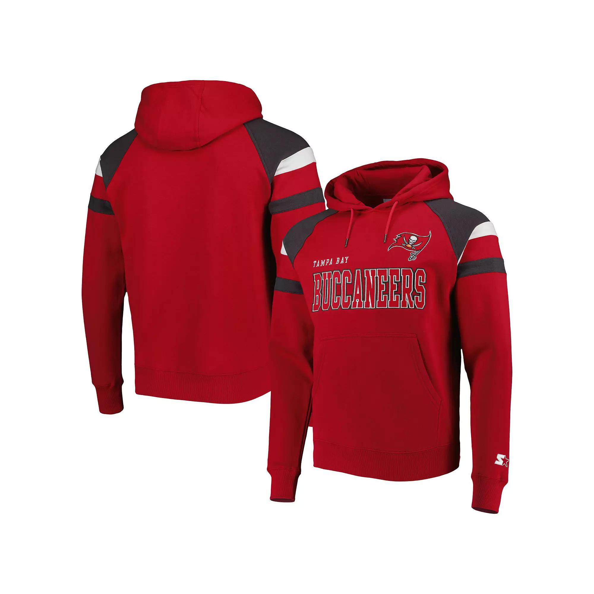 Men's Starter Red Tampa Bay Buccaneers Draft Fleece Raglan Pullover Hoodie, Size: Medium Product Image