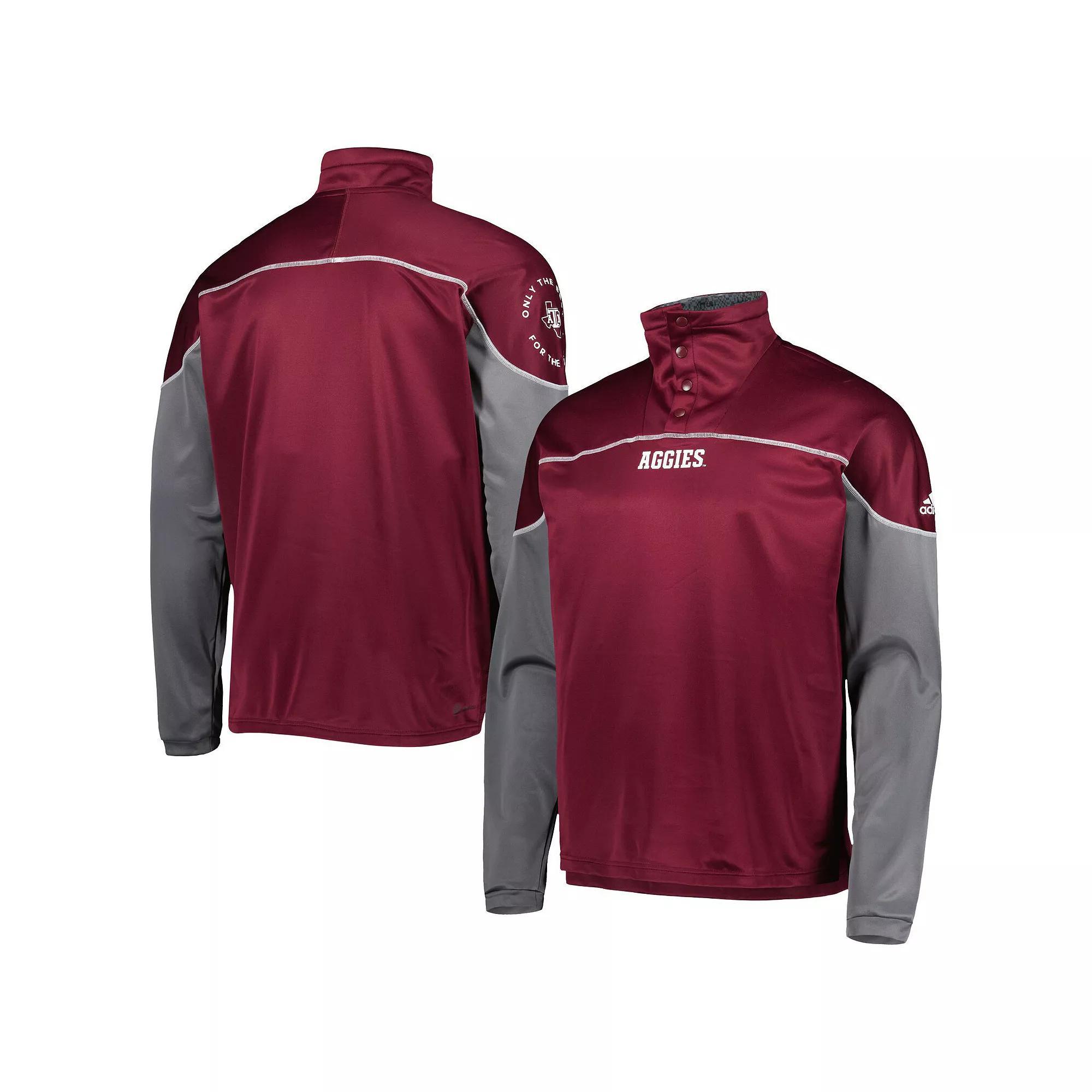 Men's adidas Maroon Texas A&M Aggies AEROREADY Knit Quarter-Snap Jacket, Size: 3XL, Red Product Image