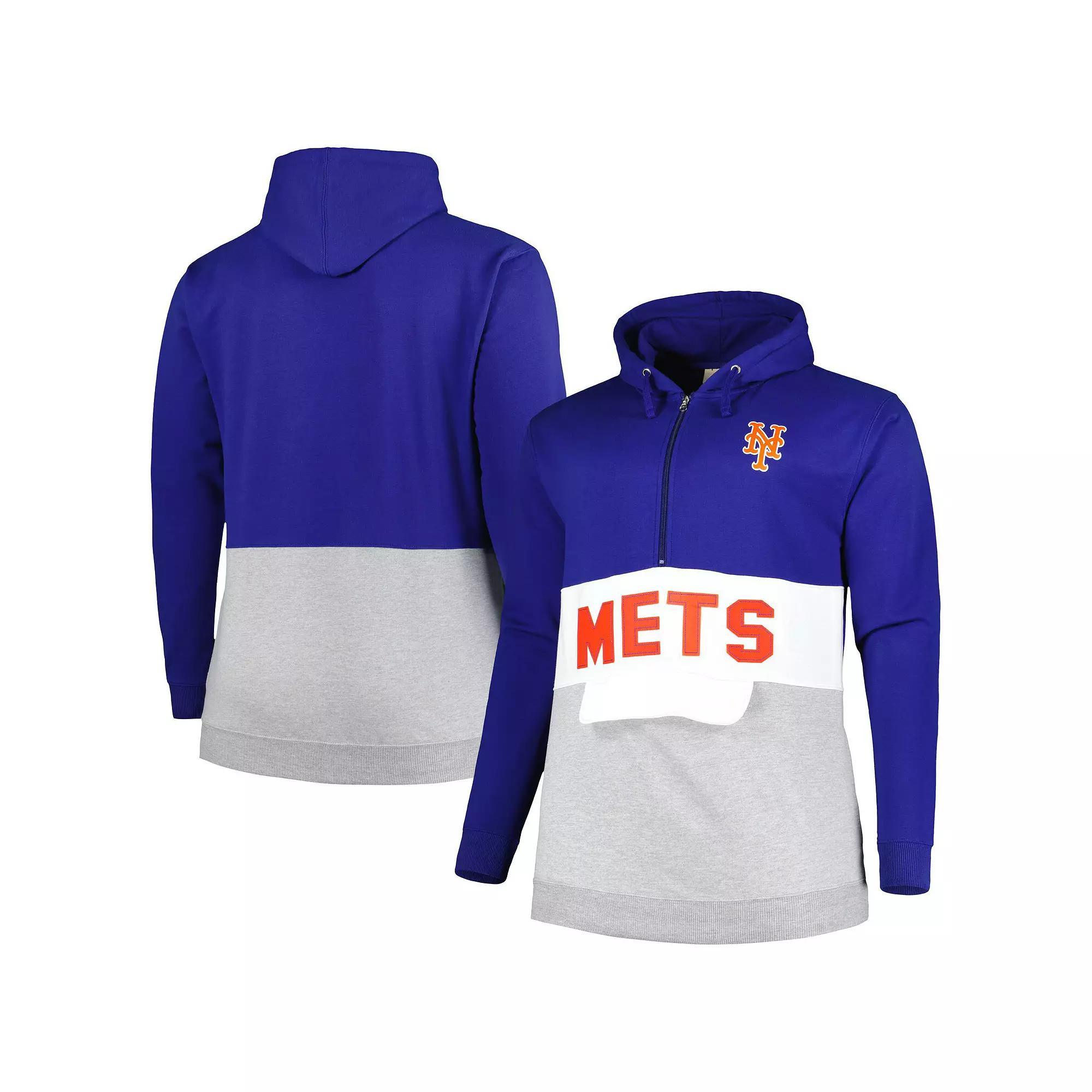 Men's Royal/White New York Mets Big & Tall Fleece Half-Zip Hoodie, Size: 4XB, Blue Product Image
