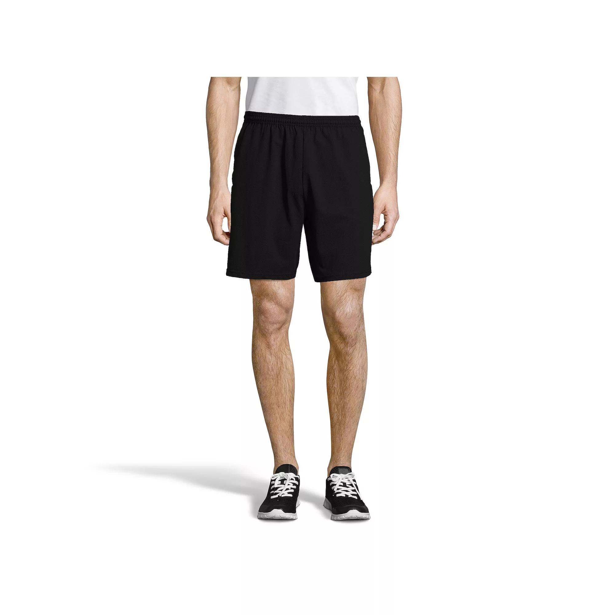Mens Hanes ComfortSoft Jersey Pocket Shorts Grey Heather Product Image