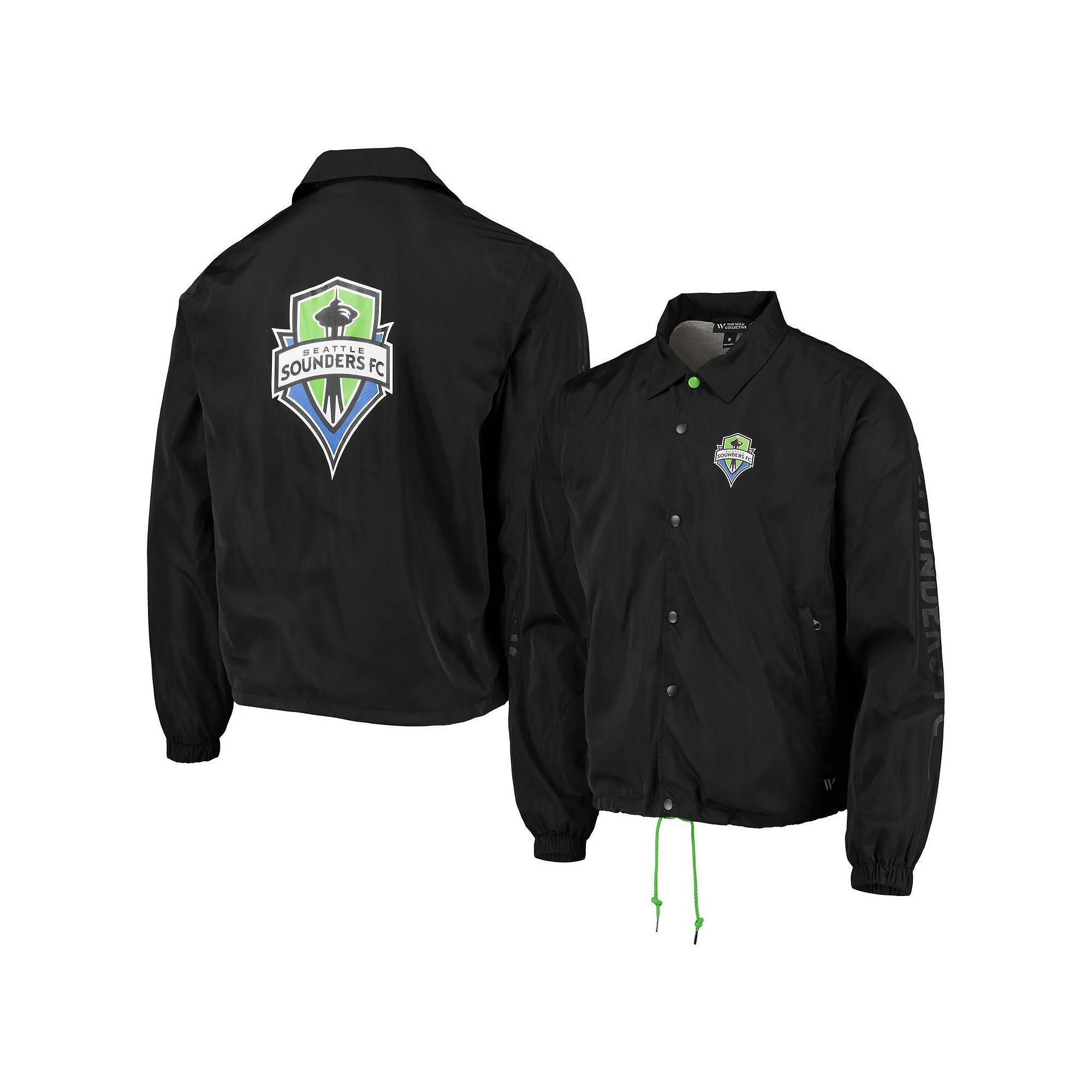 Men's The Wild Collective Black Seattle Sounders FC Coaches Full-Snap Jacket, Size: Large Product Image