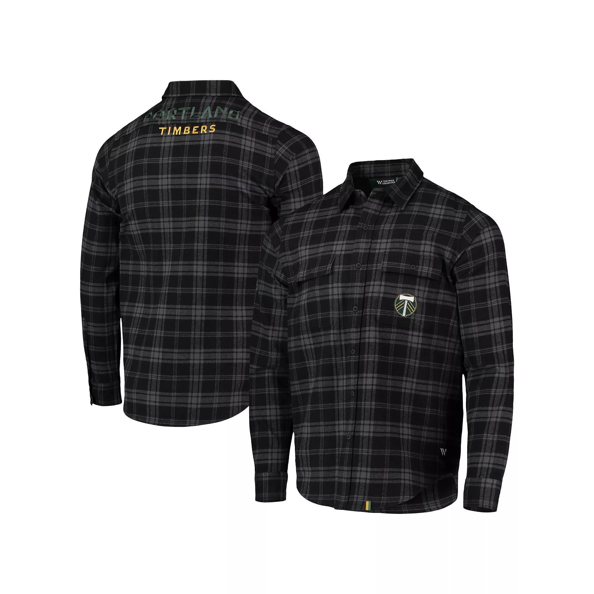 Men's The Wild Collective Black Portland Timbers Buffalo Check Button-Up Shirt, Size: Large Product Image
