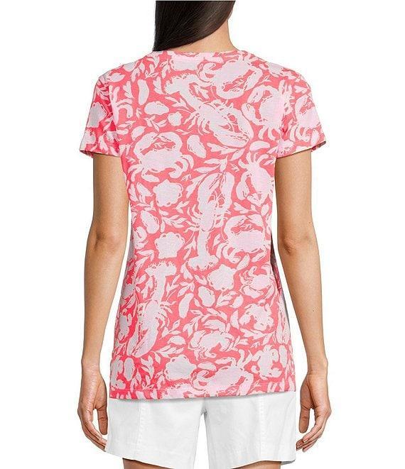 Lilly Pulitzer Meredith Cane Coral Crab Print V-Neck Short Sleeve Tee Product Image