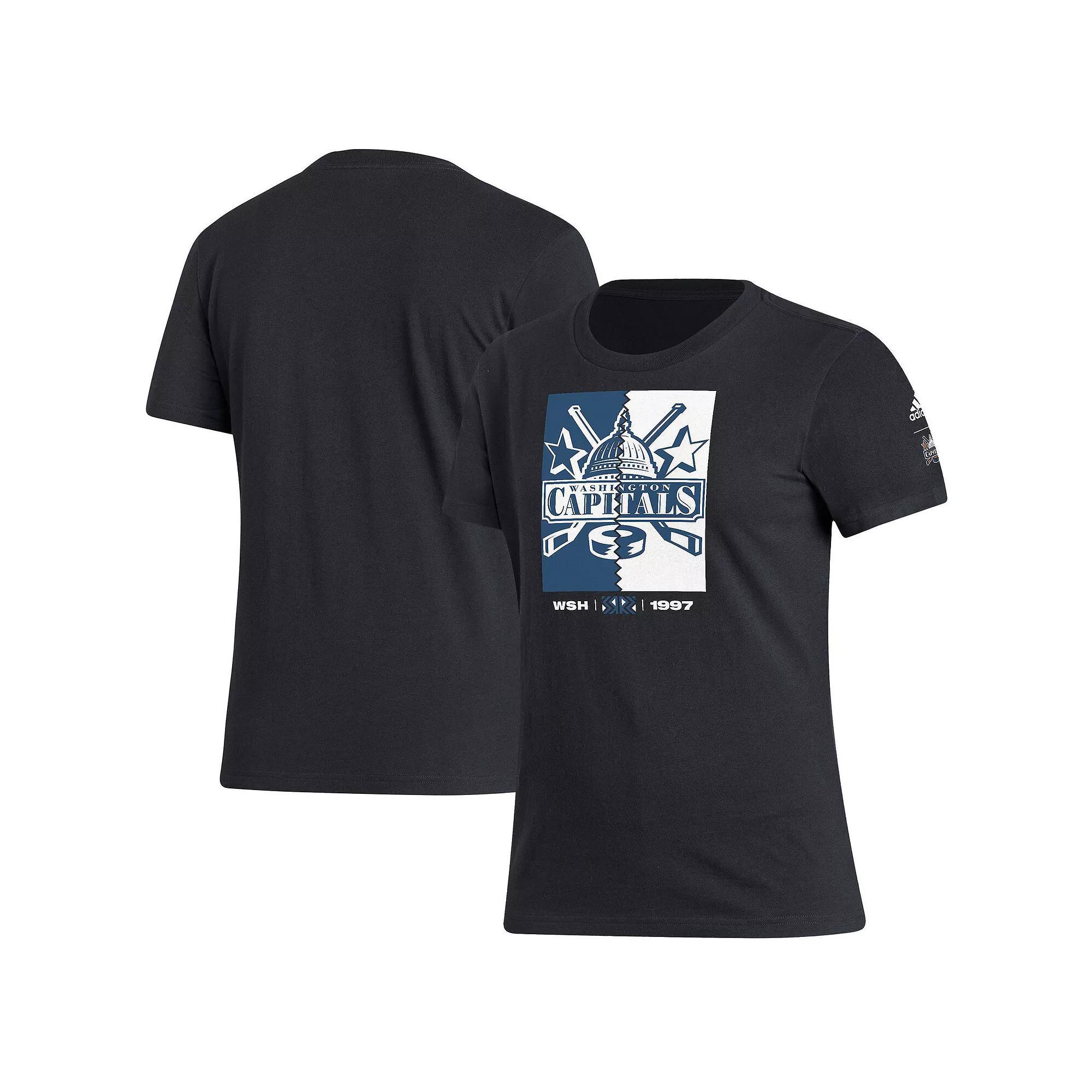 Women's adidas Black Washington Capitals Reverse Retro 2.0 Playmaker T-Shirt, Size: XL Product Image