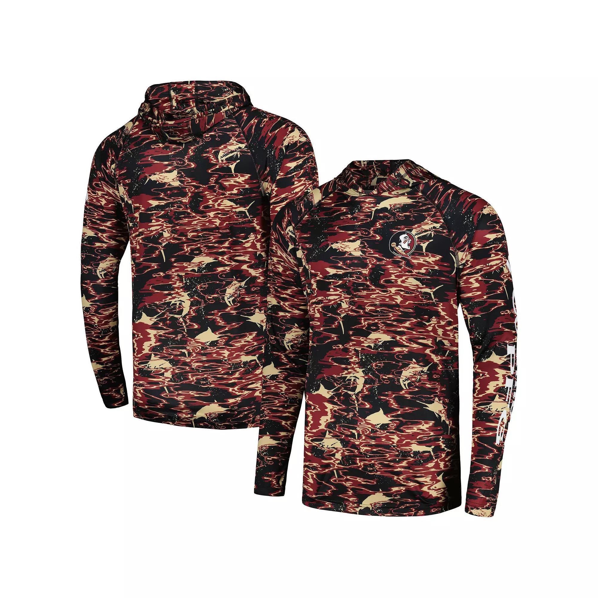 Men's Columbia  Black Florida State Seminoles PFG Terminal Tackle Omni-Shade Rippled Long Sleeve Hooded T-Shirt, Size: Medium Product Image