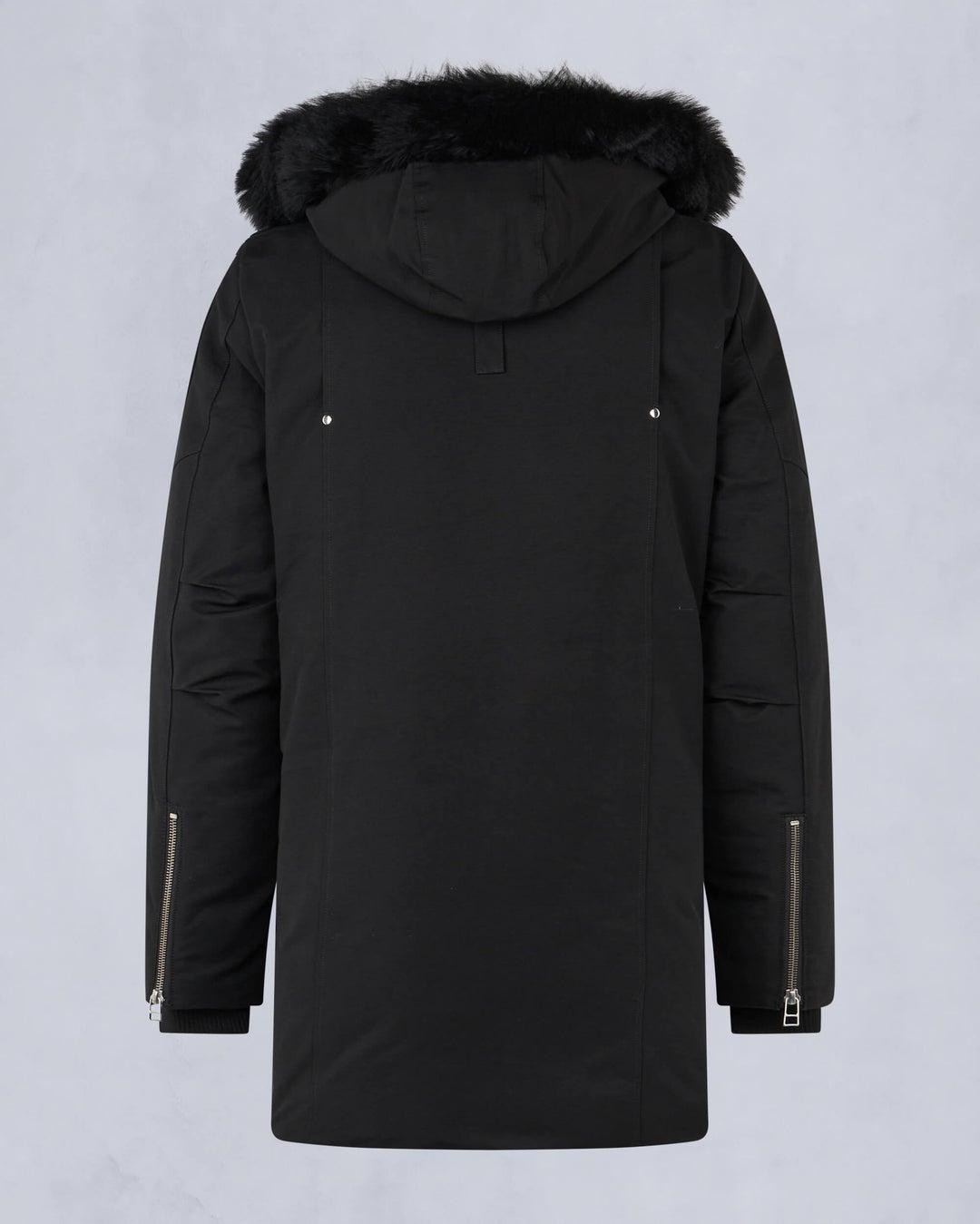 Moose Knuckles Mens Original Stirling Parka in Black with Black Shearling Product Image