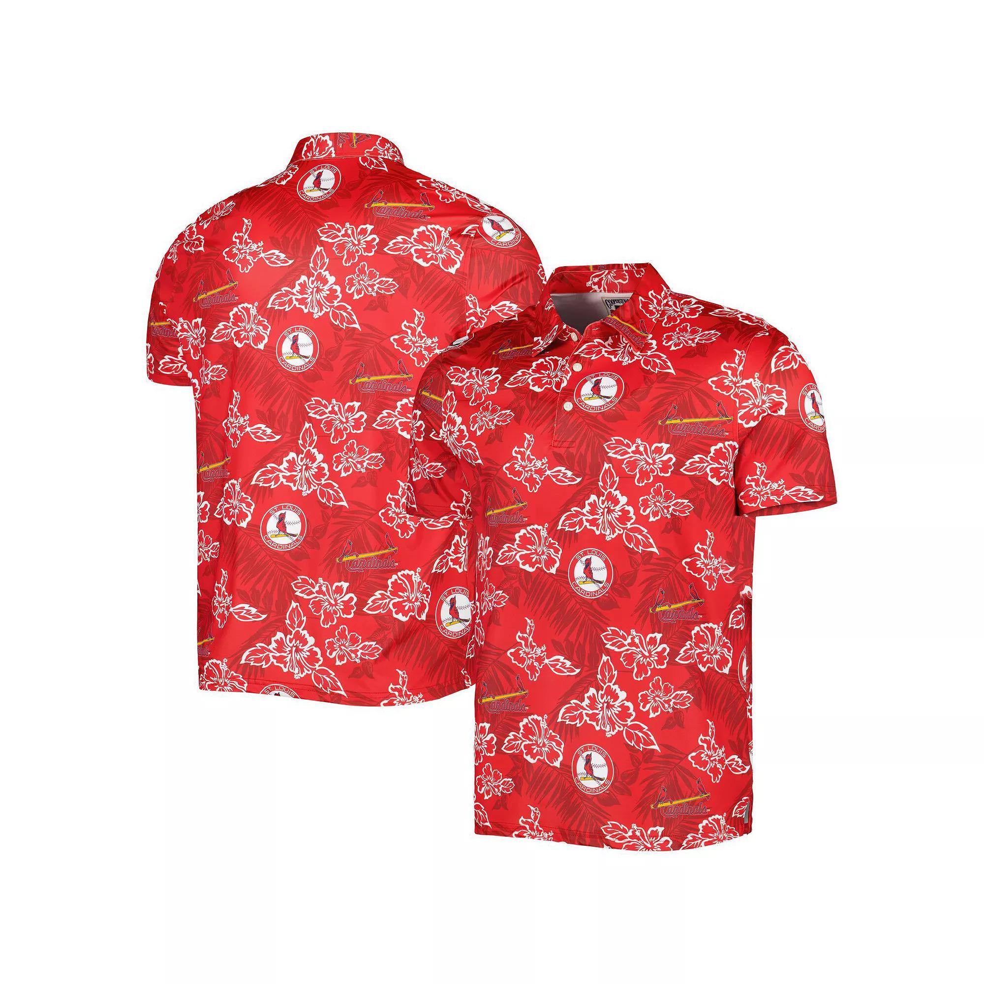 Men's Reyn Spooner Red St. Louis Cardinals Cooperstown Collection Puamana Print Polo, Size: 2XL Product Image