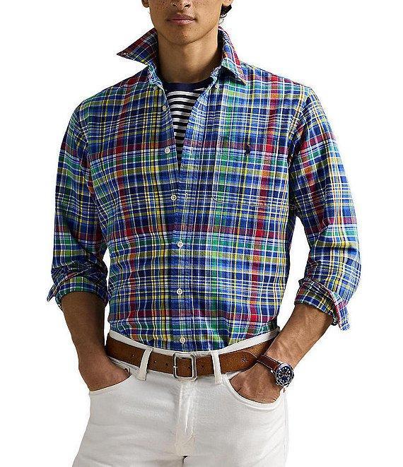 Polo Ralph Lauren Classic Fit Multi Color Plaid Oxford Long Sleeve Woven Shirt Product Image