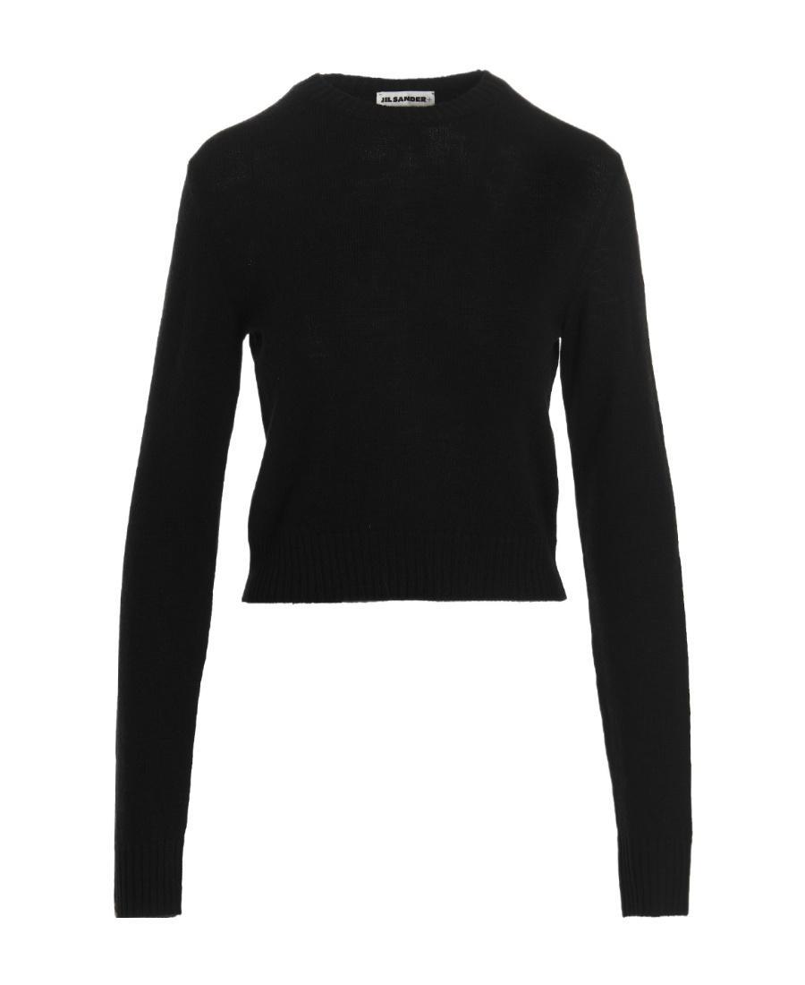 JIL SANDER Logo Embroidered Knit Jumper In Black Product Image