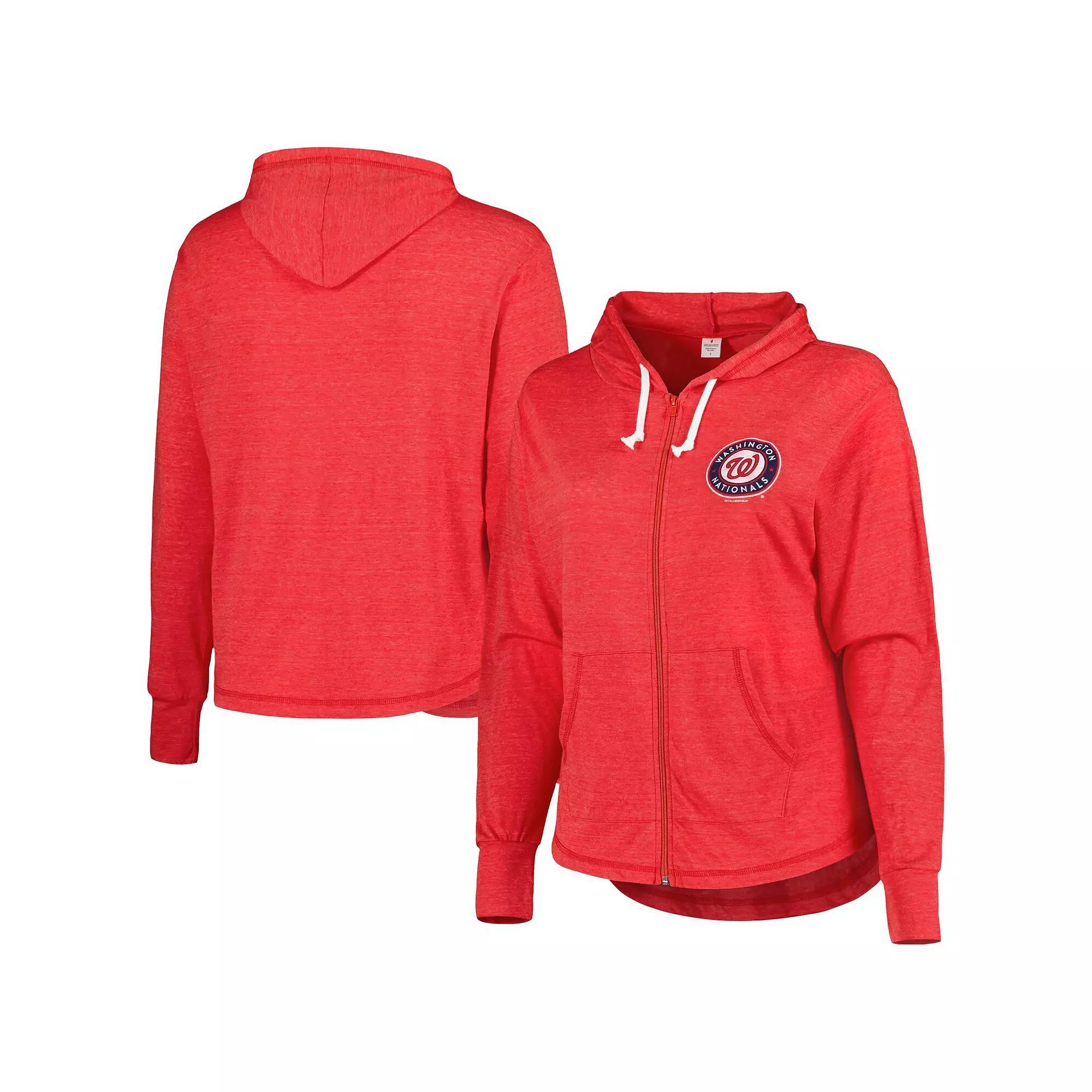 Women's Soft as a Grape Red Washington Nationals Plus Size Full-Zip Lightweight Hoodie Top, Size: 1XL Product Image
