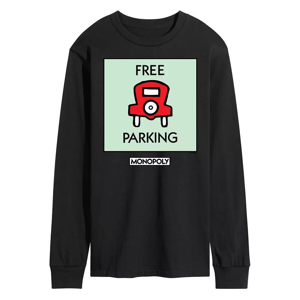 Mens Monopoly Free Parking Long Sleeve Graphic Tee Product Image