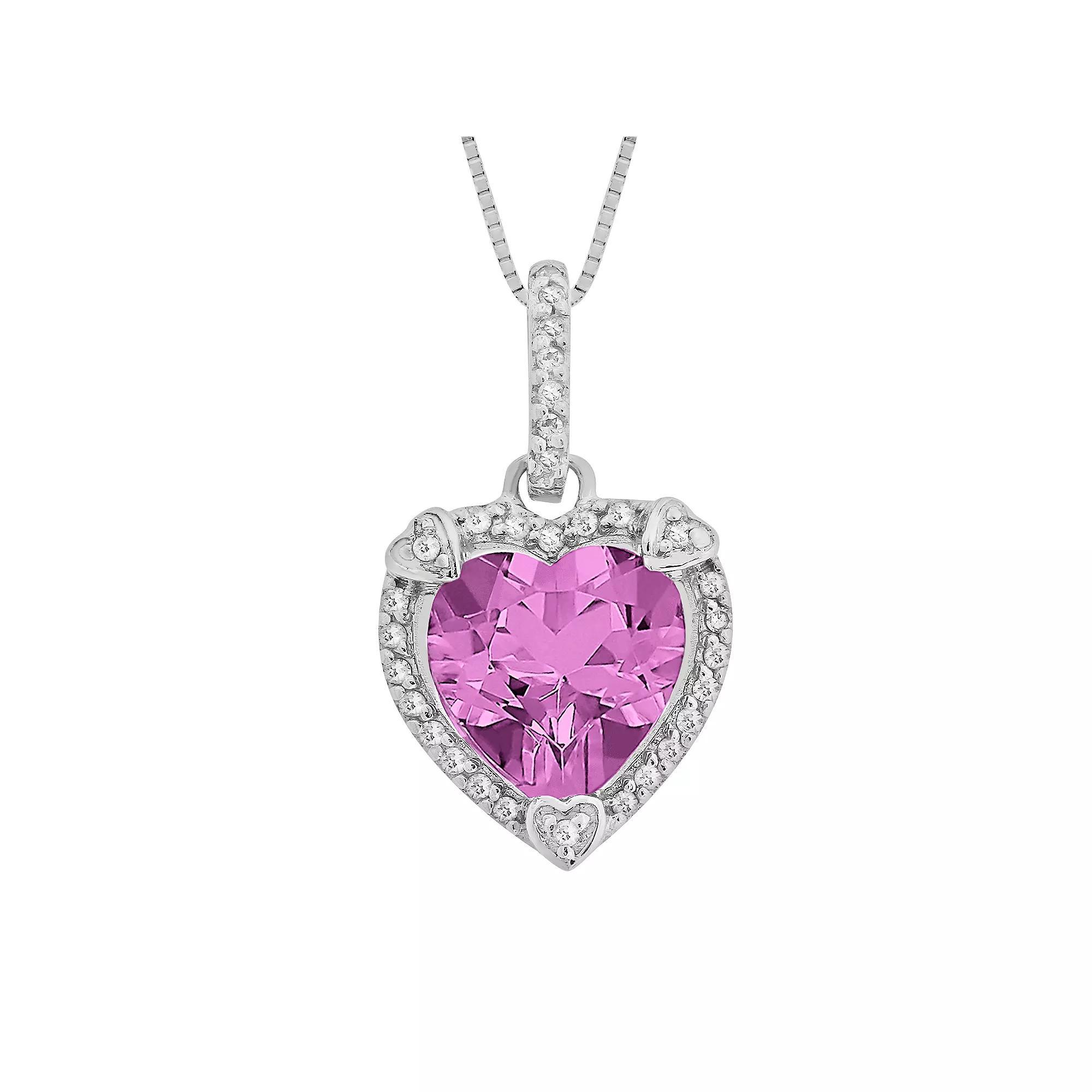 Gemminded Sterling Silver Citrine and Diamond Accent Heart Frame Pendant, Women's, Size: 18" Product Image